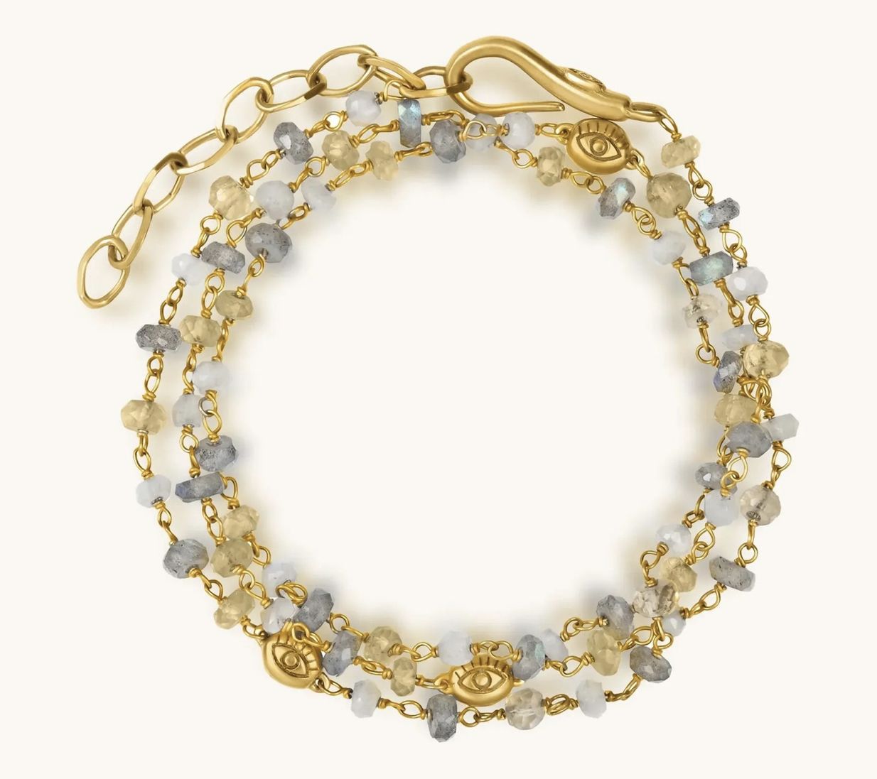 Karma & Luck Multi-Gemstone Bead Wrap Bracelet,18K Plated