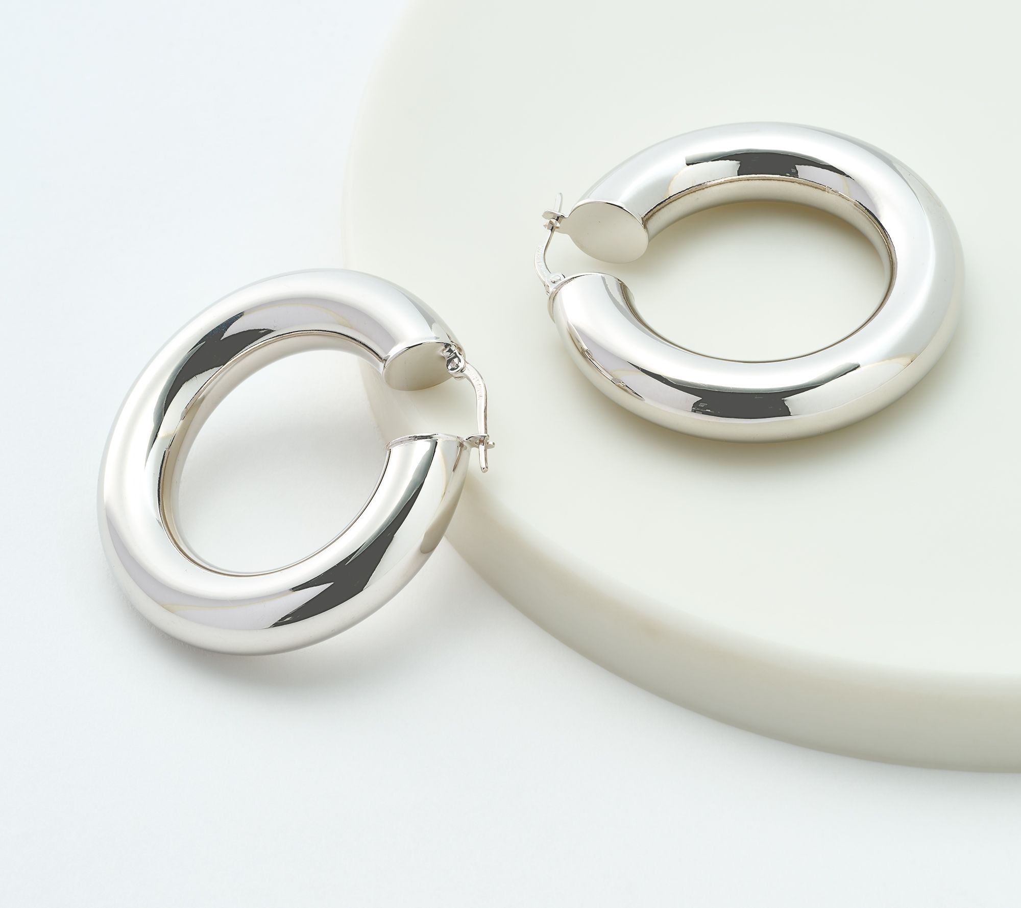 "As Is" David Markstein Bronze 7.5mm Polished 1-1/2" Hoop Earrings