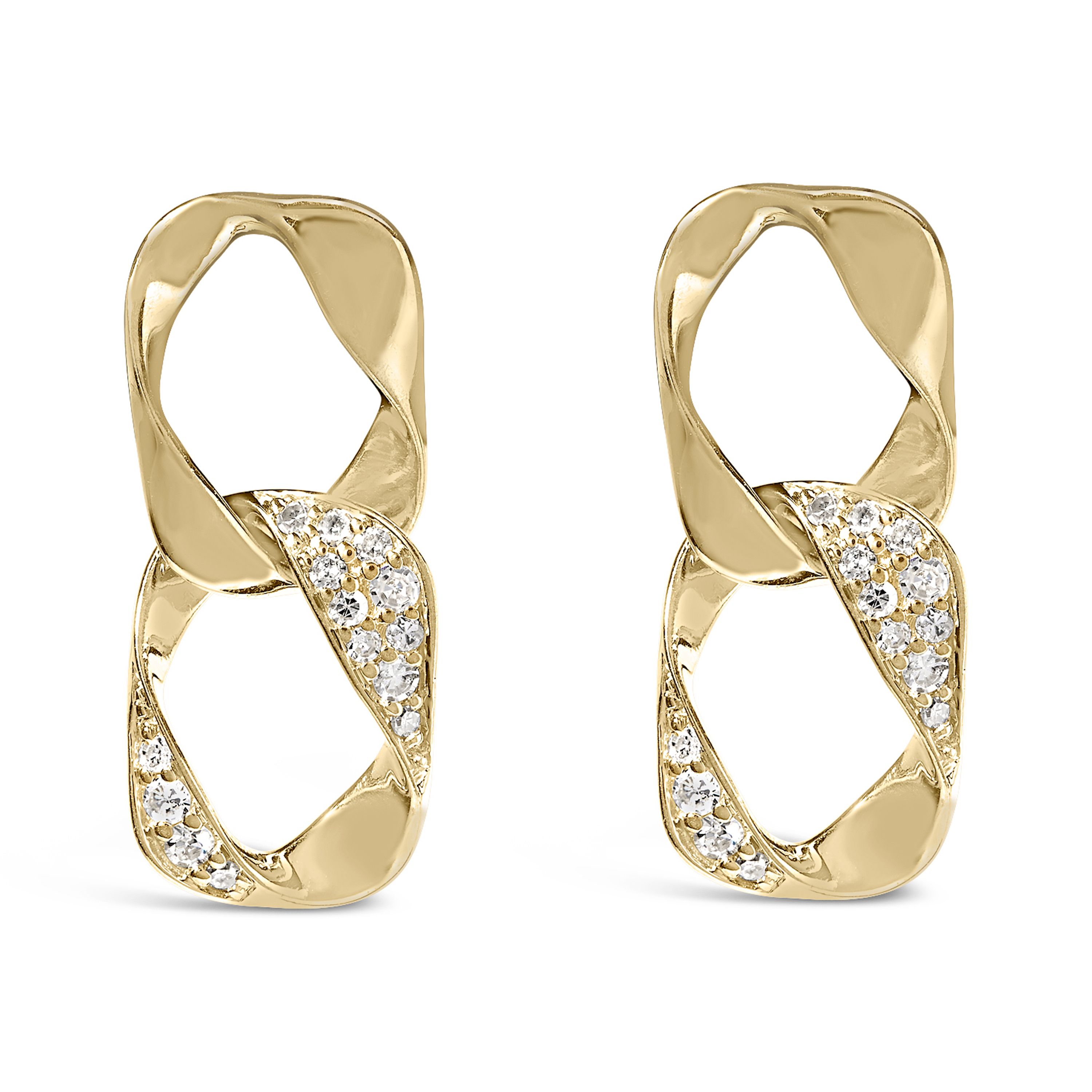 Haus of Brilliance Diamond Ribbon Hoop Earrings, 14K Plated