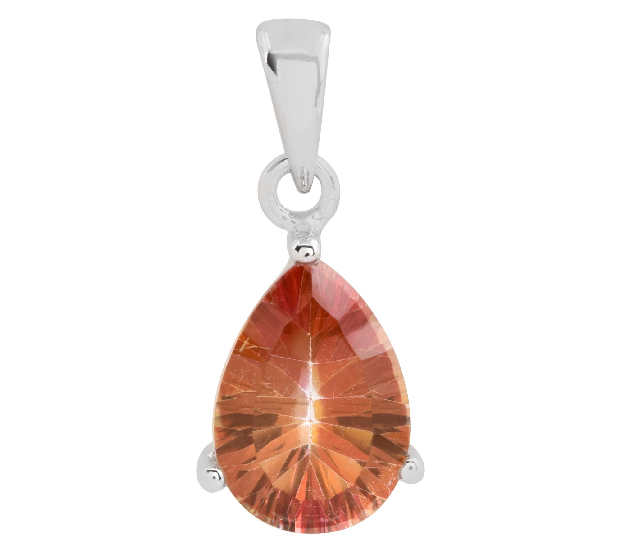 Affinity Gems Orange Coated Quartz Pendant, Sterling Silver