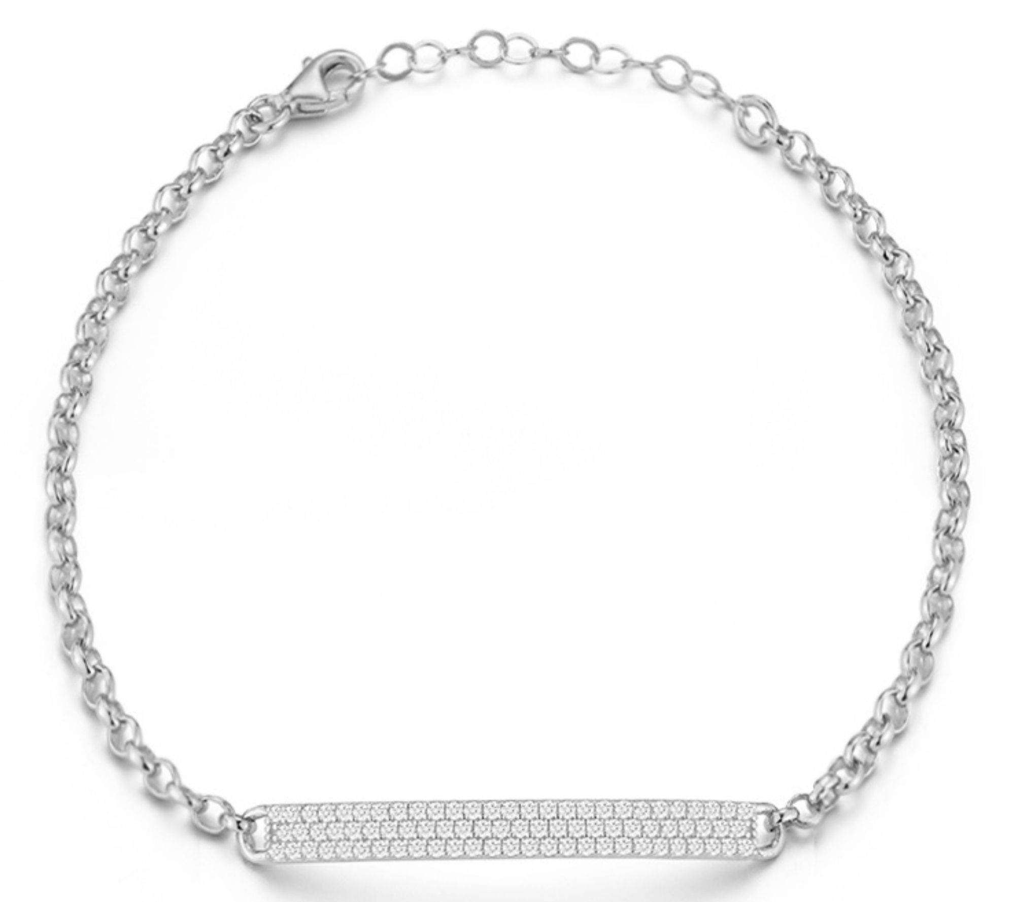 Sterlina Silver Thin Pave Tag Bracelet, Sterling
