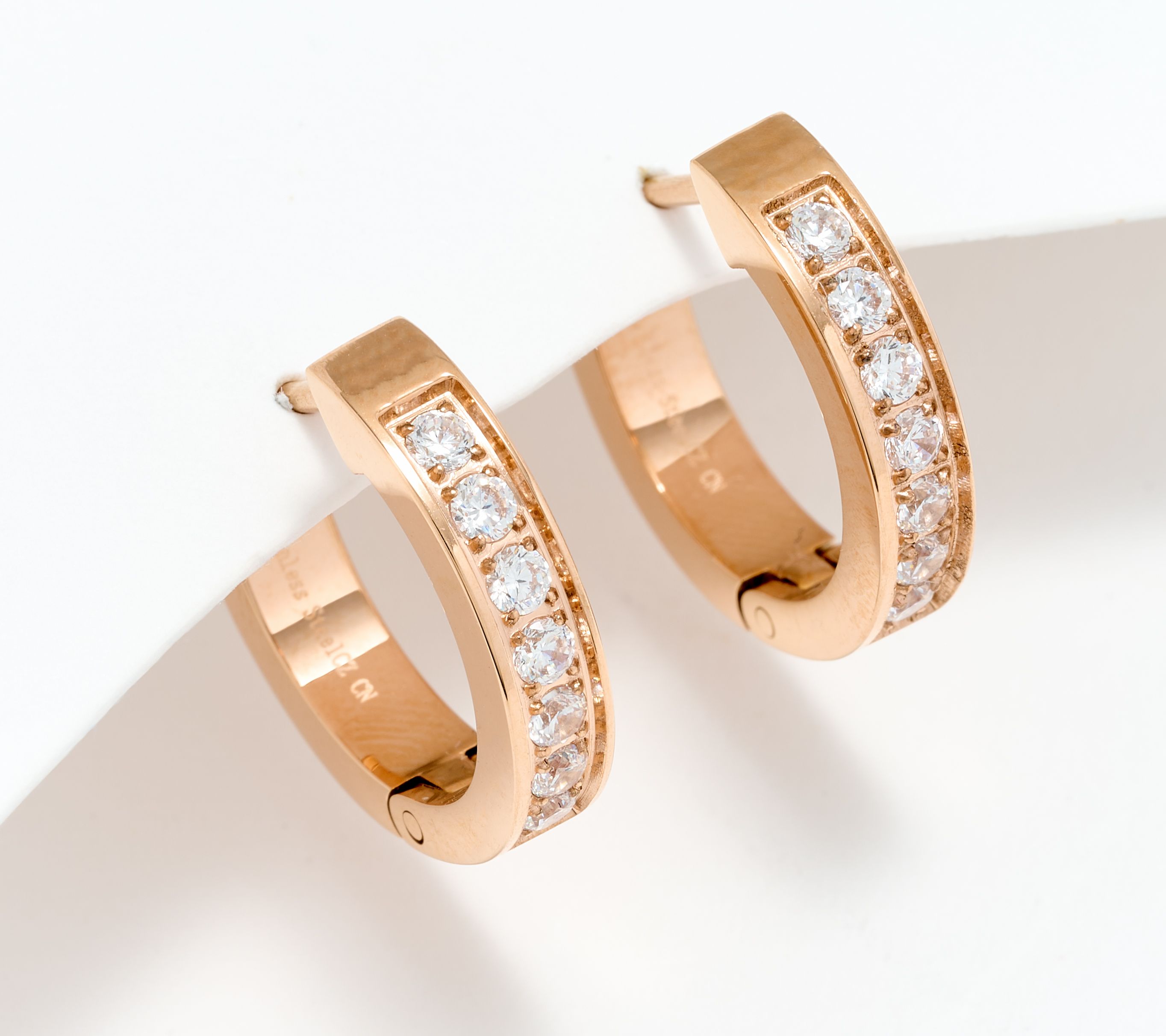 Steel by Diamonique 1/2" Hinged Hoop Earrings