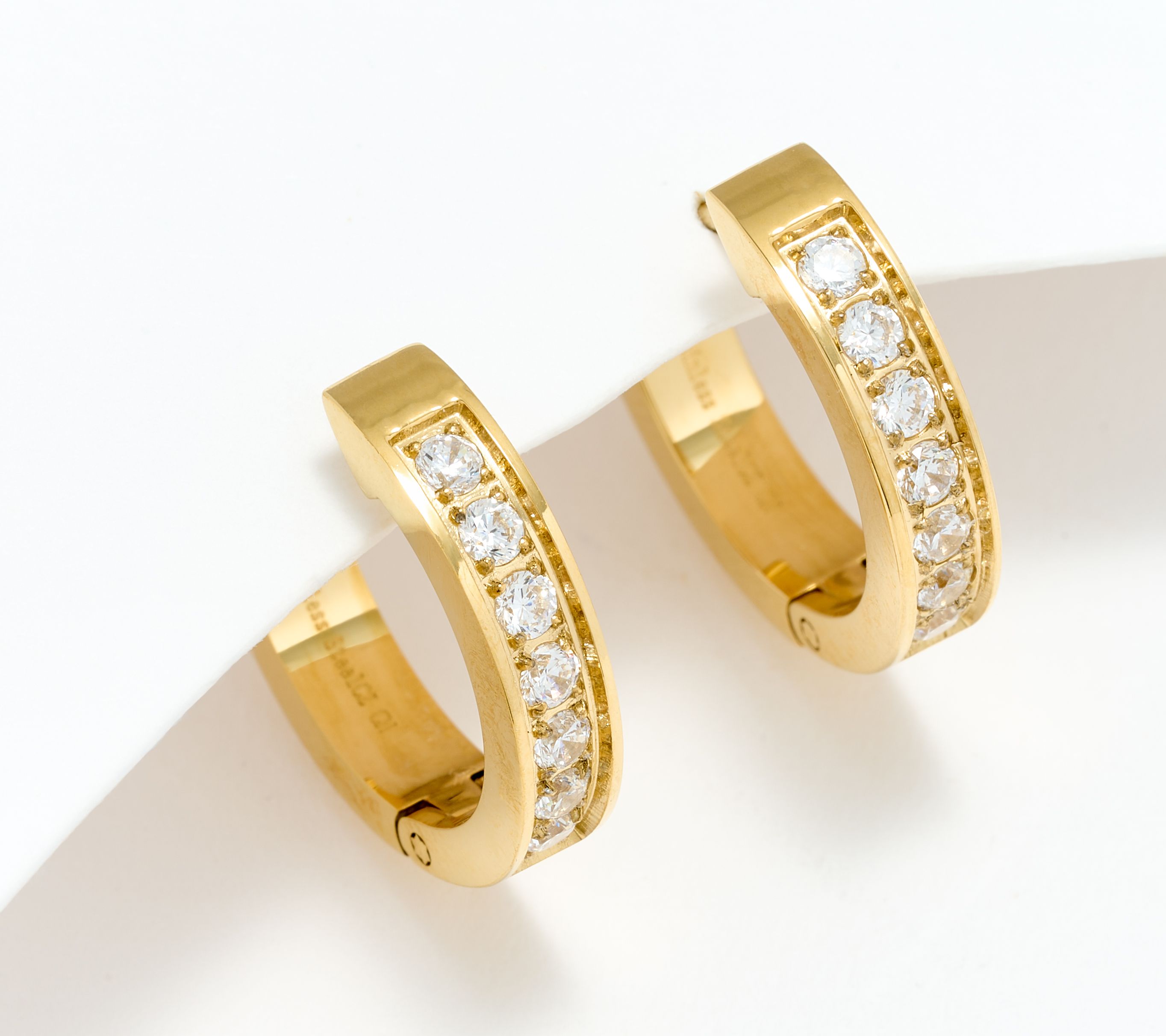 Steel by Diamonique 1/2" Hinged Hoop Earrings