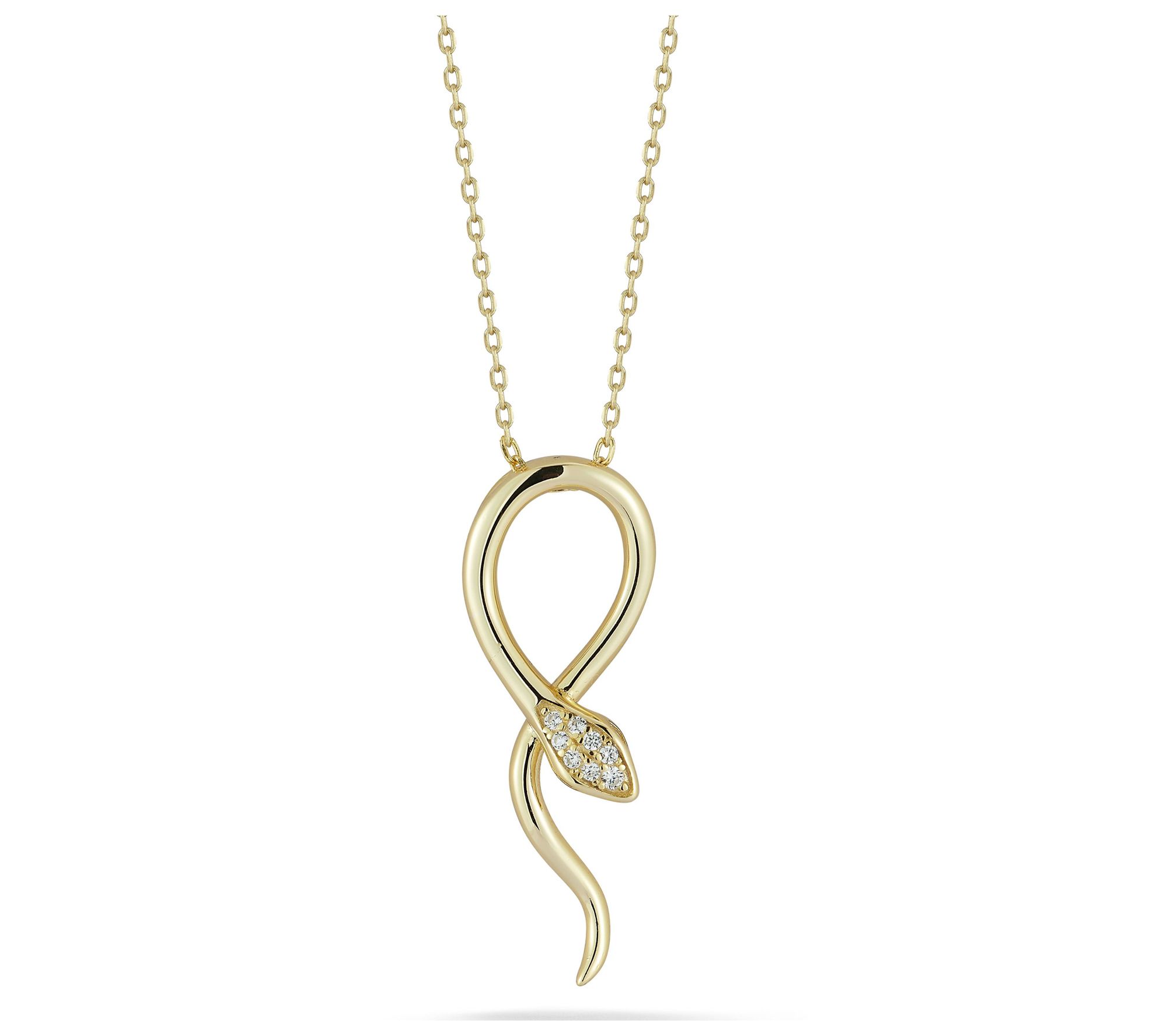 Sterlina Silver Pave Snake Loop Pendant w/ Chain, Sterling