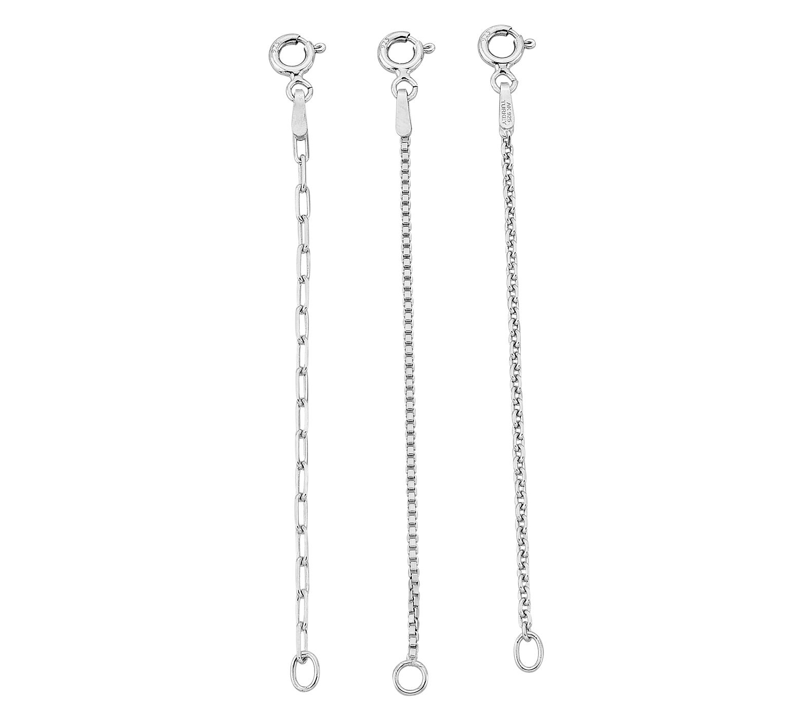 Silver Style Cable, Box & Paperclip Extender Set, Sterling