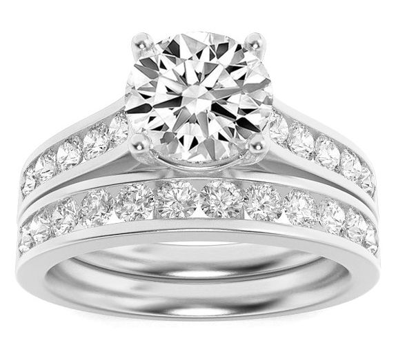Fire Light Lab Grown Diamond Round Cut WeddingRing Set, 14K