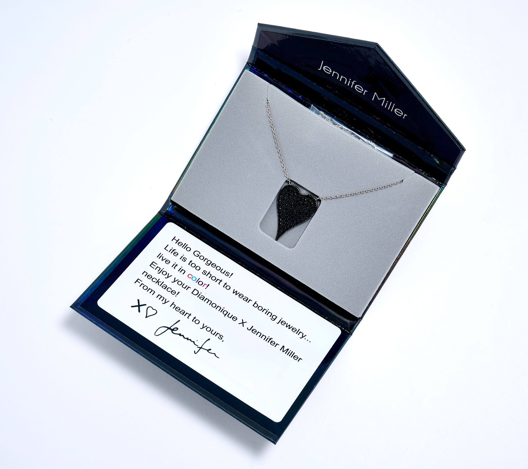 Diamonique x Jennifer Miller Signature Heart Necklace, Sterling Silver