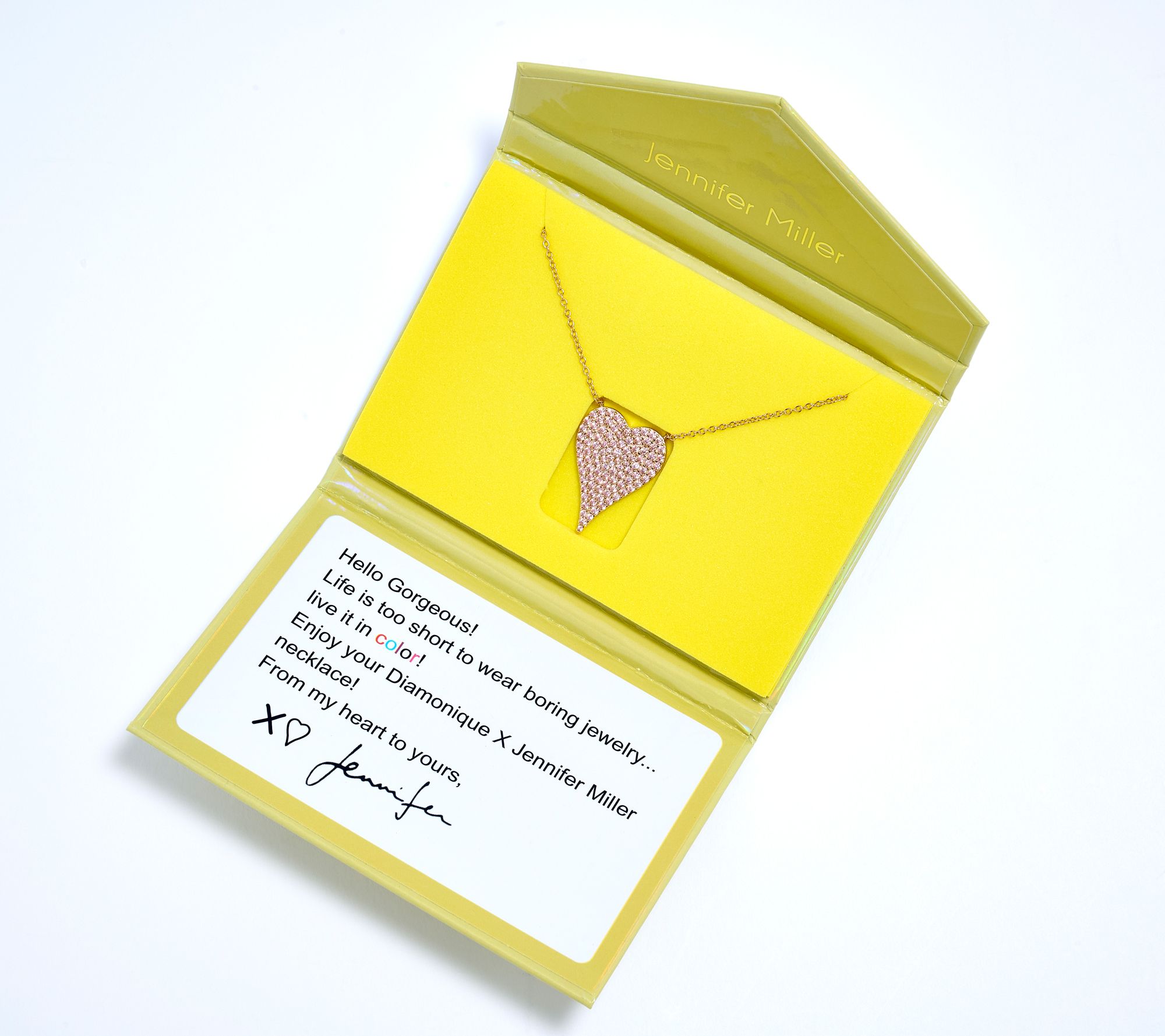 Diamonique x Jennifer Miller Signature Heart Necklace, Sterling Silver