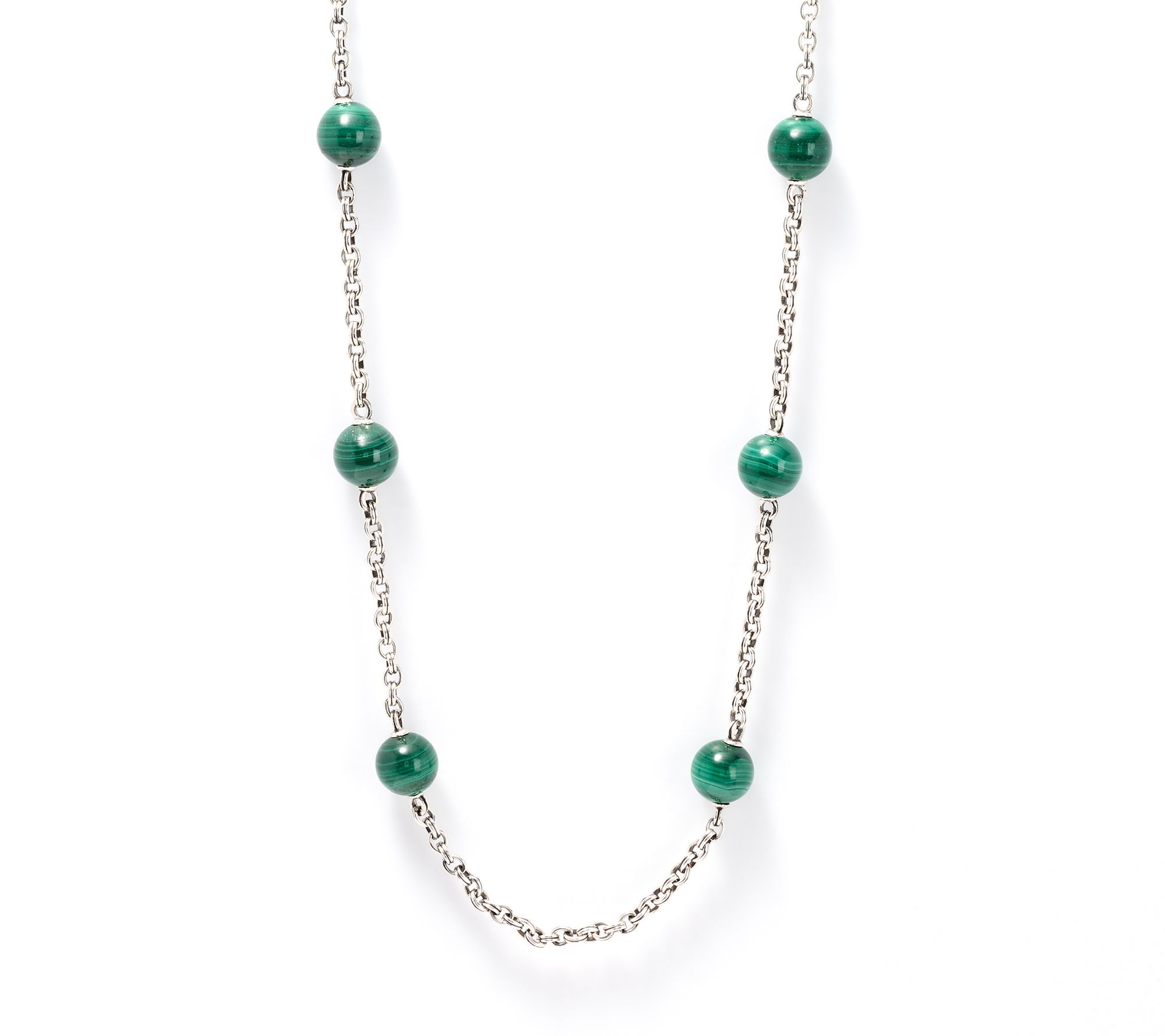 Christian James Sterling Silver Gemstone Bead Double Rolo Necklace