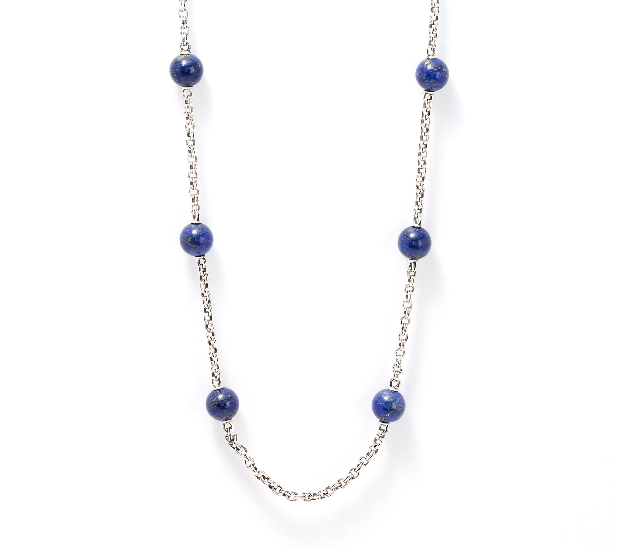 Christian James Sterling Silver Gemstone Bead Double Rolo Necklace