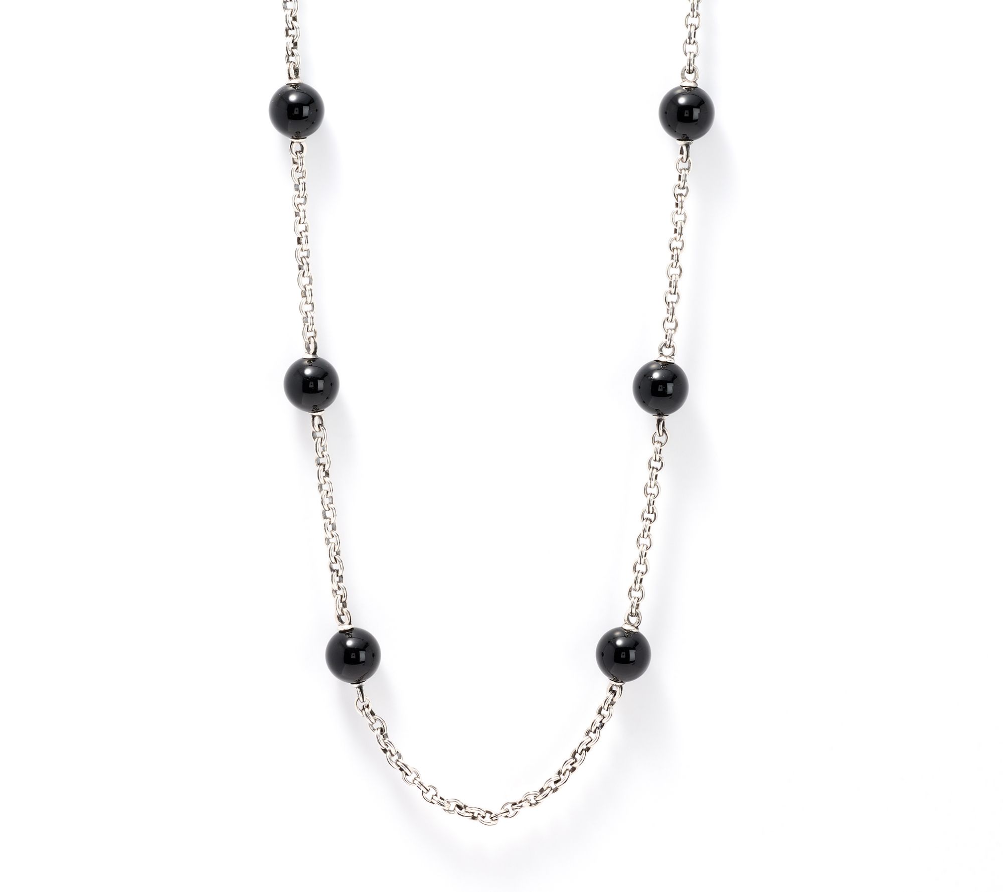 Christian James Sterling Silver Gemstone Bead Double Rolo Necklace