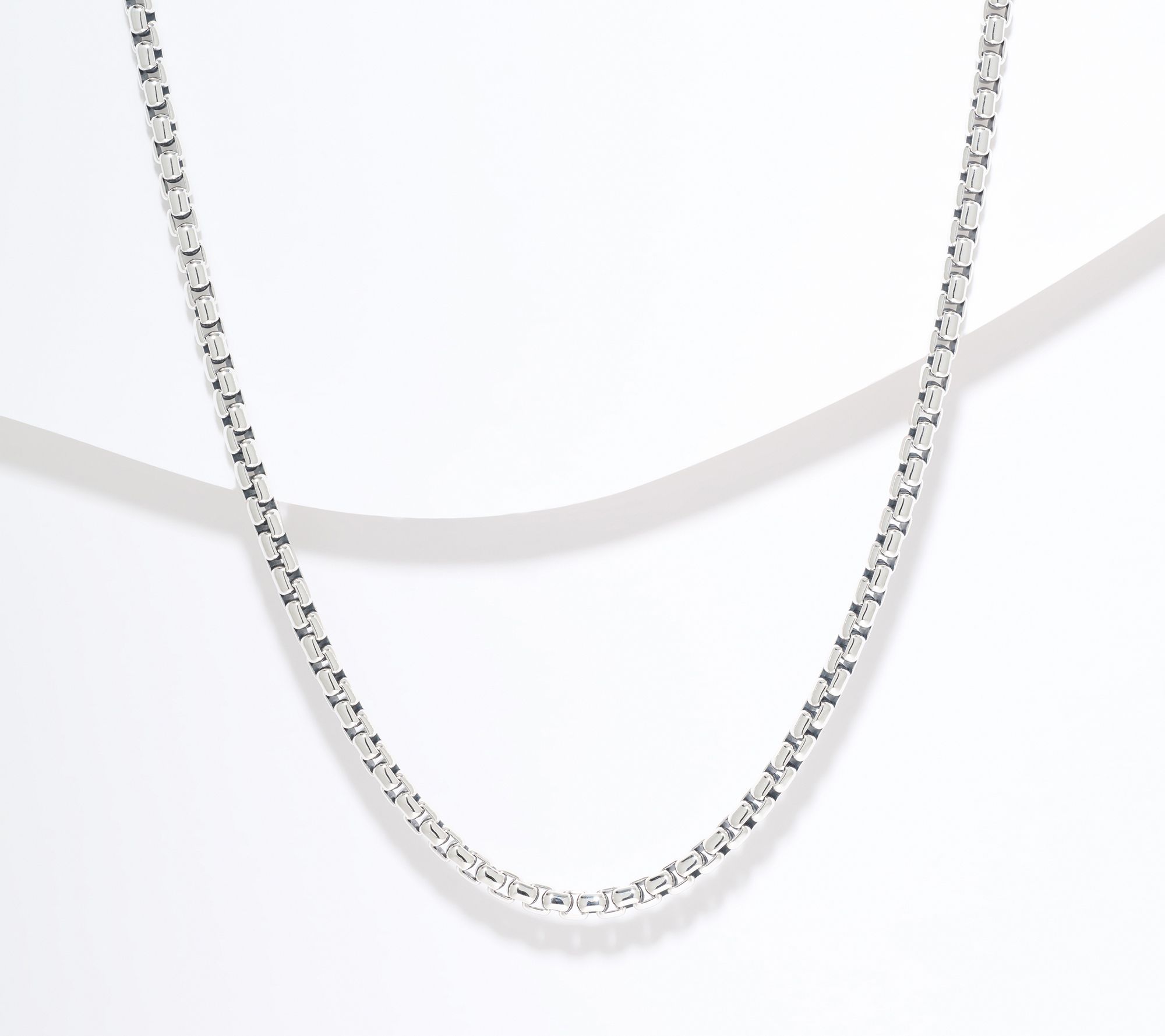 JAI Sterling Silver 3.7mm 18" Box Chain Necklace, 25.0g