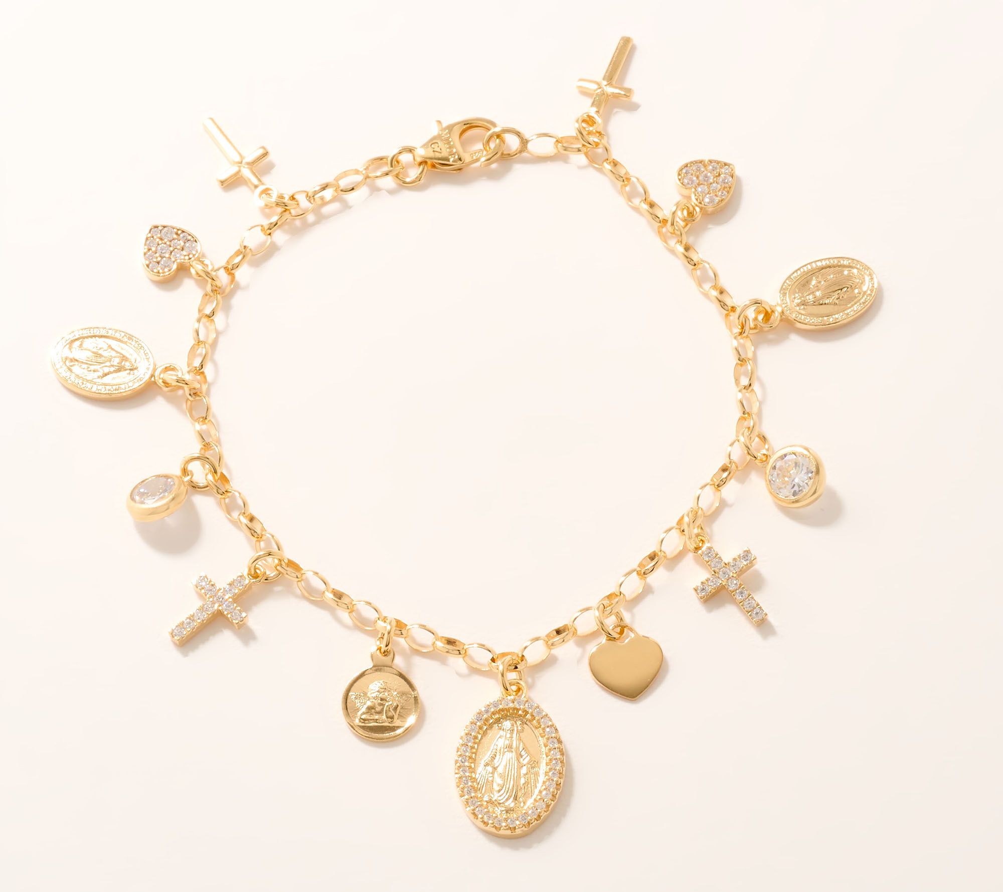 Diamonique Italia Religious Charm Bracelet, Sterling Silver