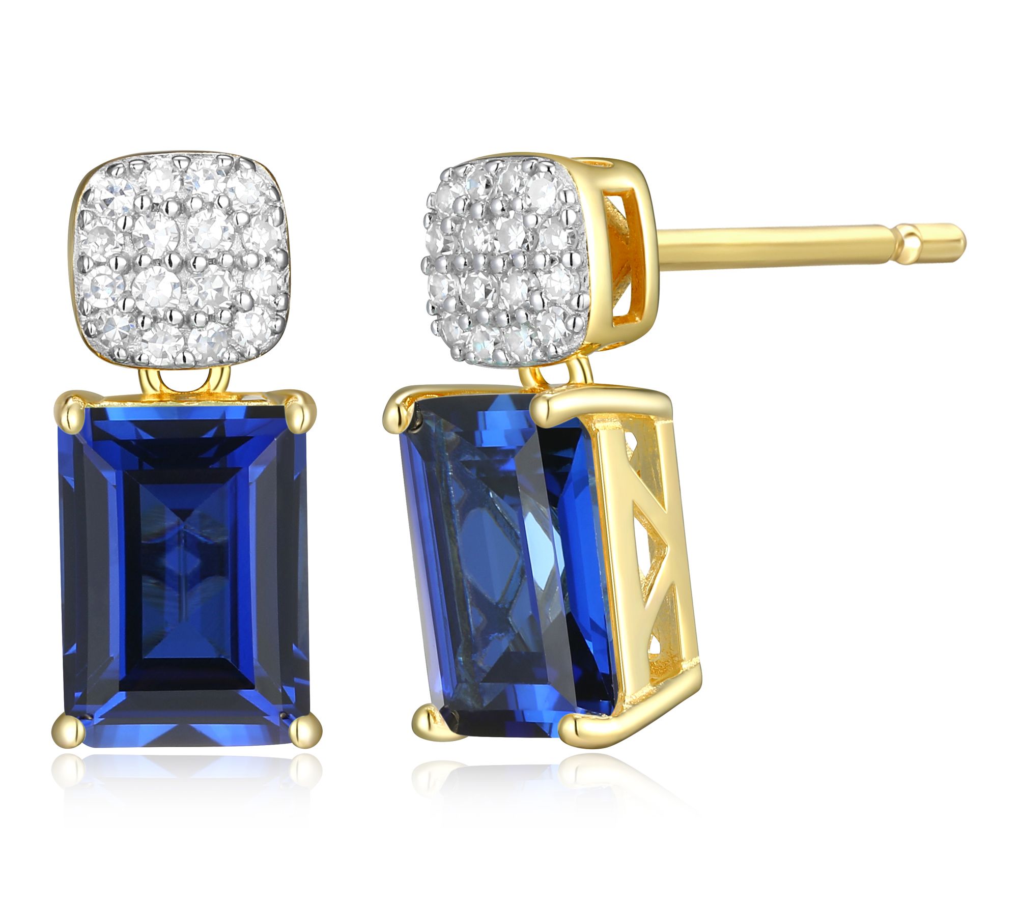 LuxLab Grown Birthstone & Diamond Earrings, 18KGold Plated