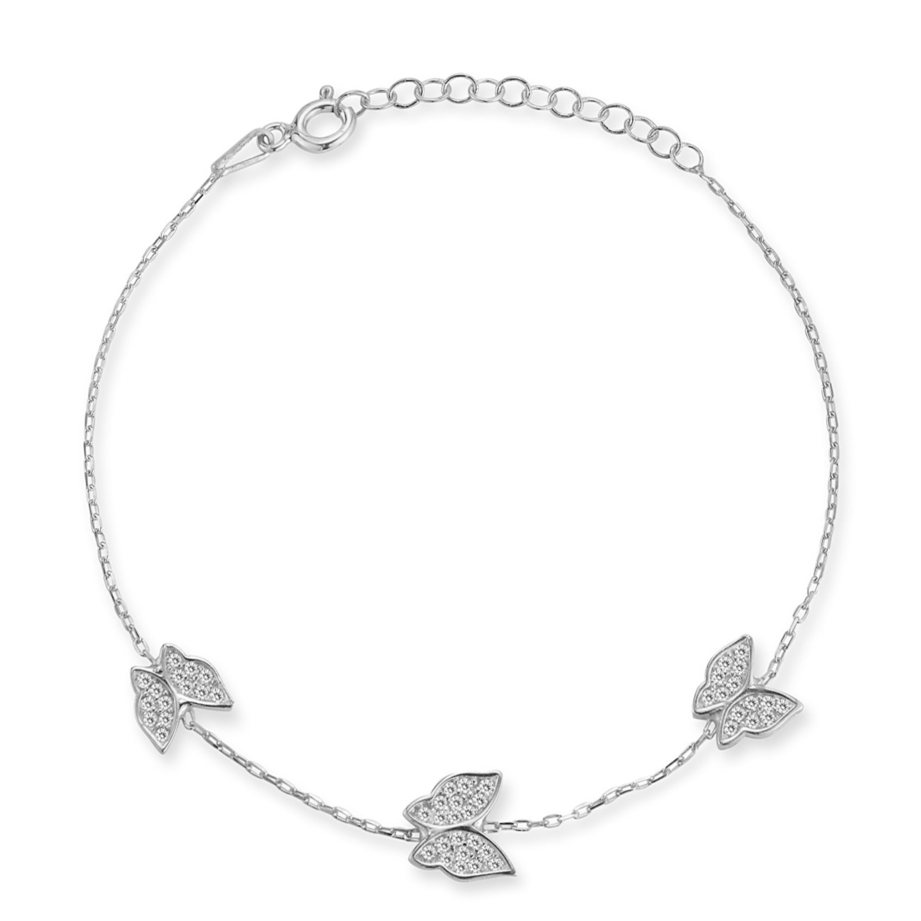Sterlina Silver Triple Pave Butterfly Bracelet,Sterling