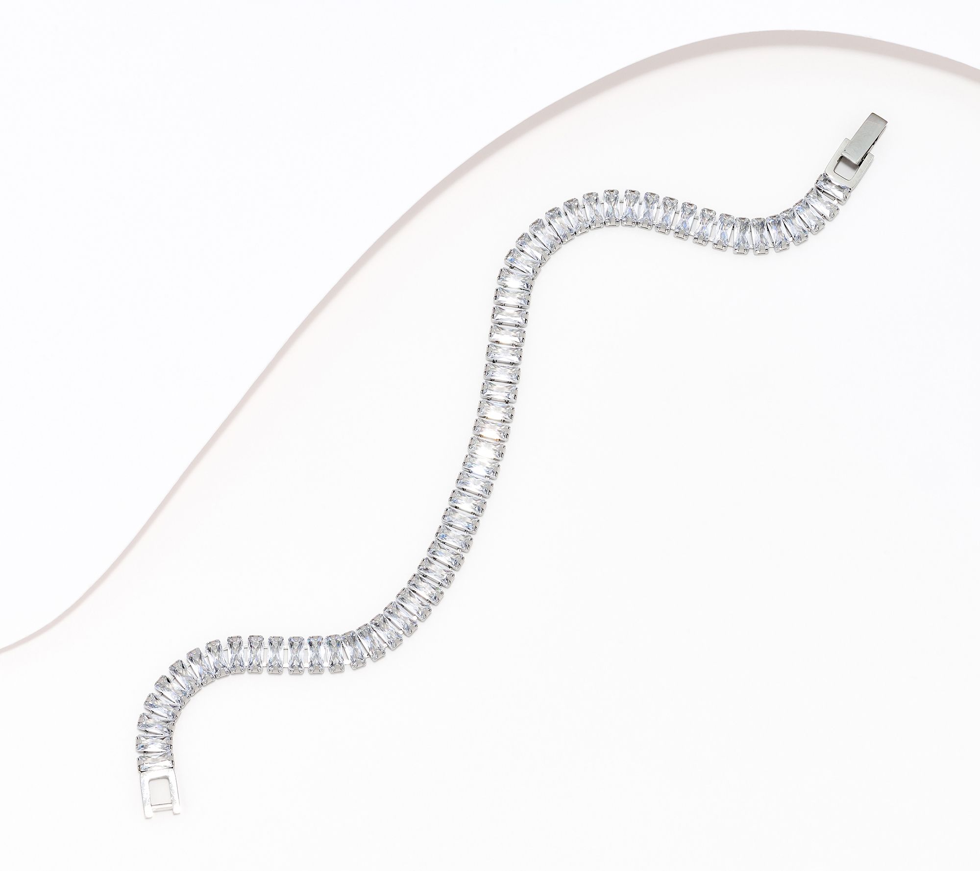 Steel by Diamonique Baguette Cut Tennis Bracelet