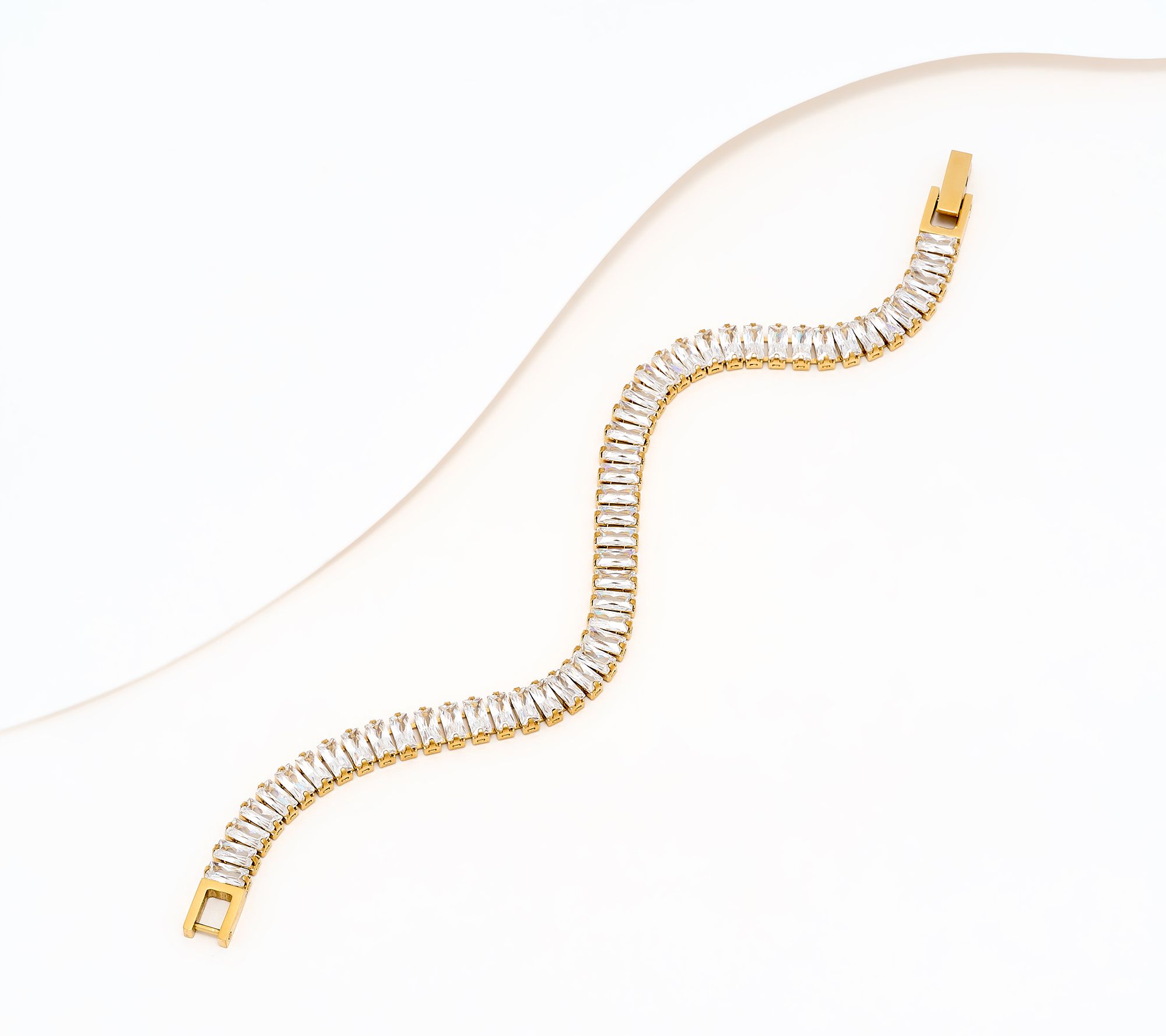 Steel by Diamonique Baguette Cut Tennis Bracelet