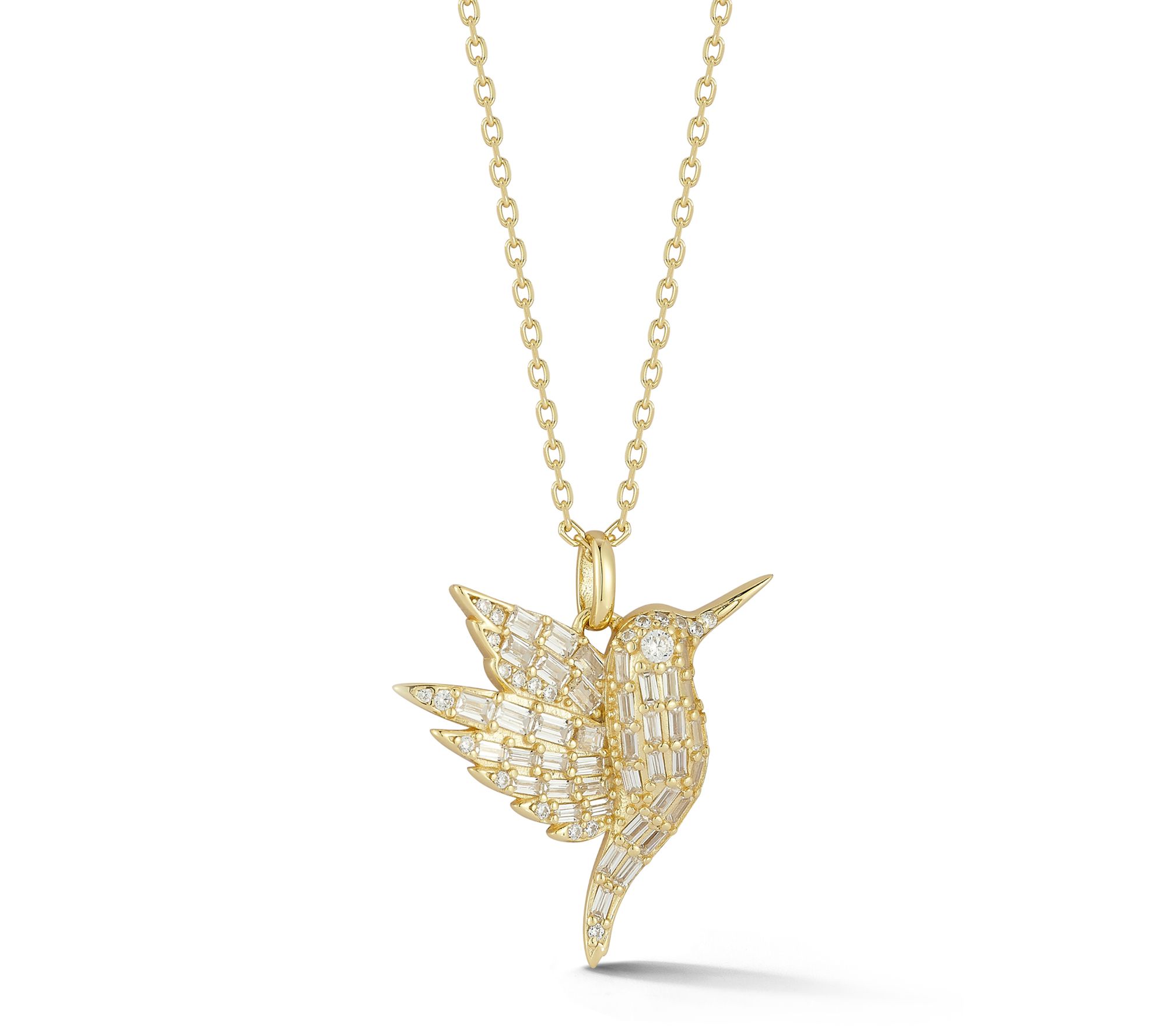 Sterlina Silver Pave Hummingbird Pendant w/ Cha in, Sterling