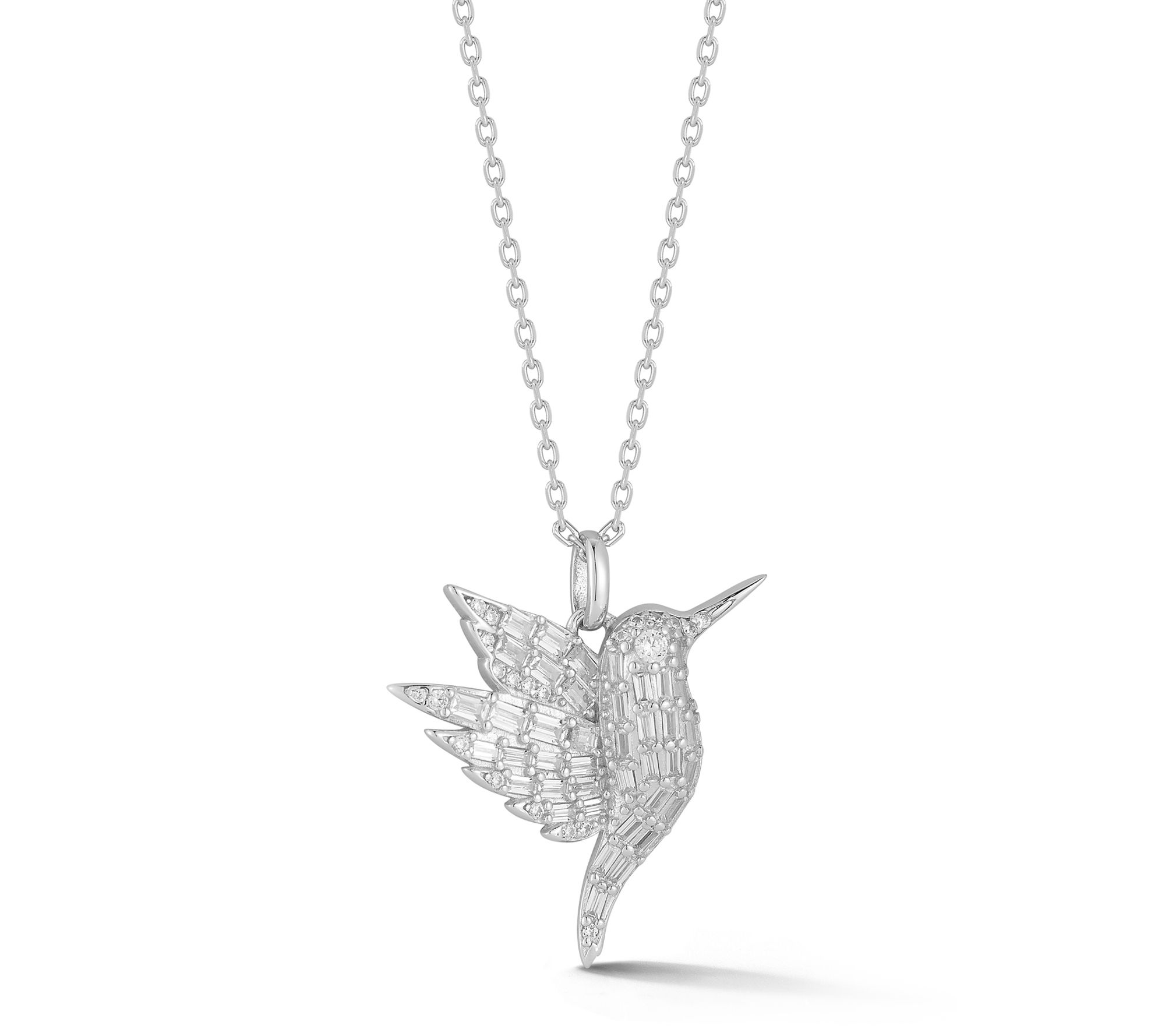 Sterlina Silver Pave Hummingbird Pendant w/ Chain, Sterling