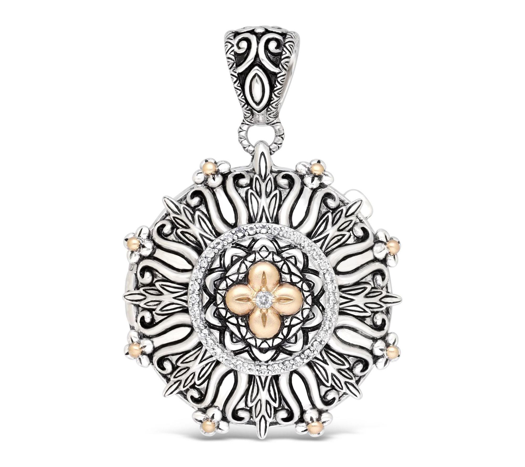 Barbara Bixby Sterling & 18K White Topaz RoundLocket