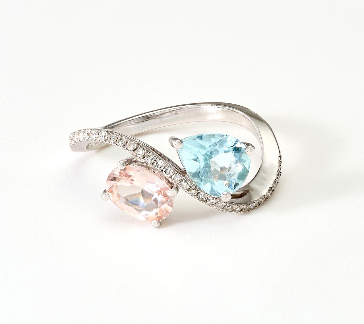 Effy 14K Aqua and Morganite Ring, 14K White Gold