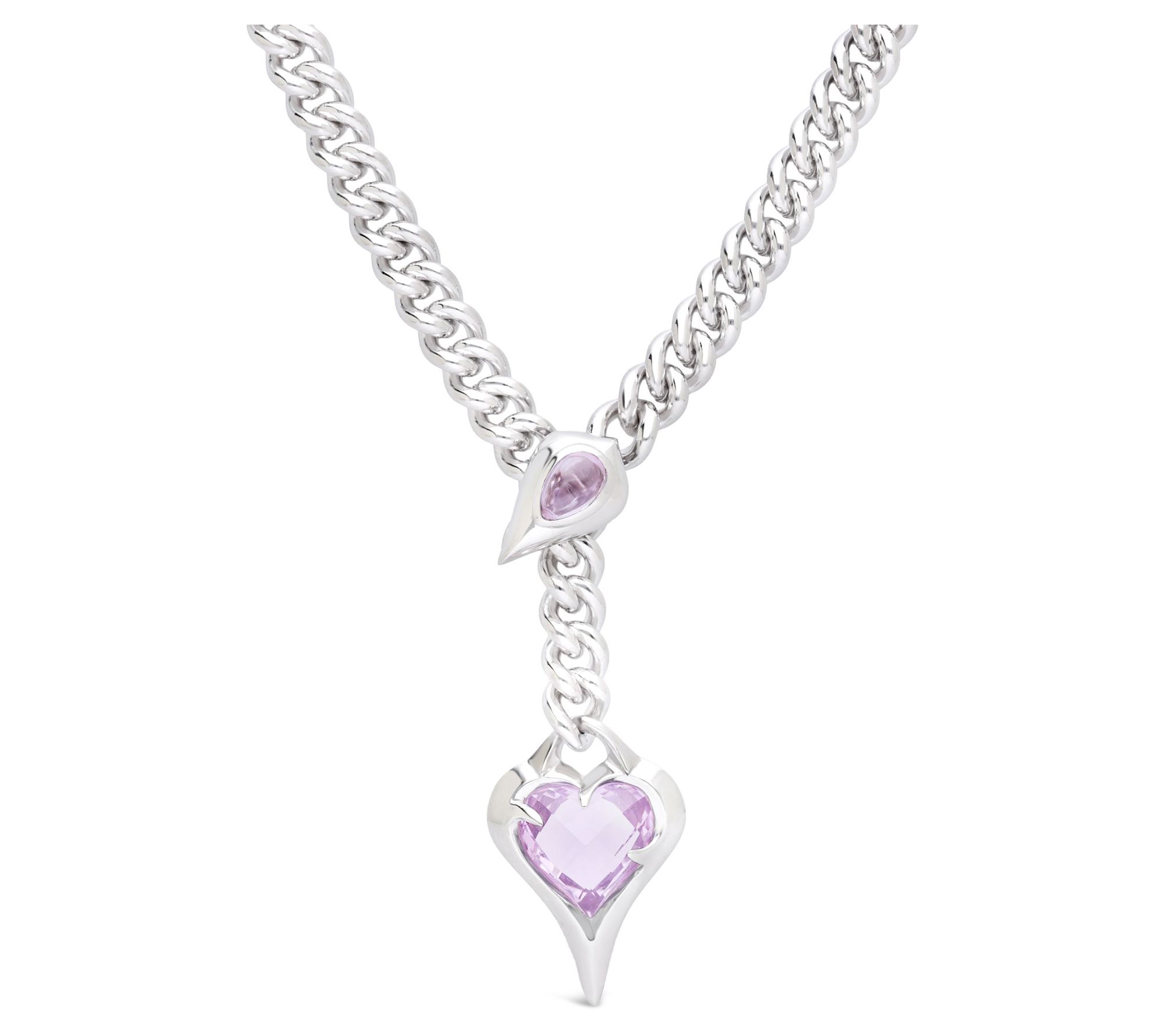 Margo Manhattan Sterling Amethyst Sacred HeartLariat Necklace