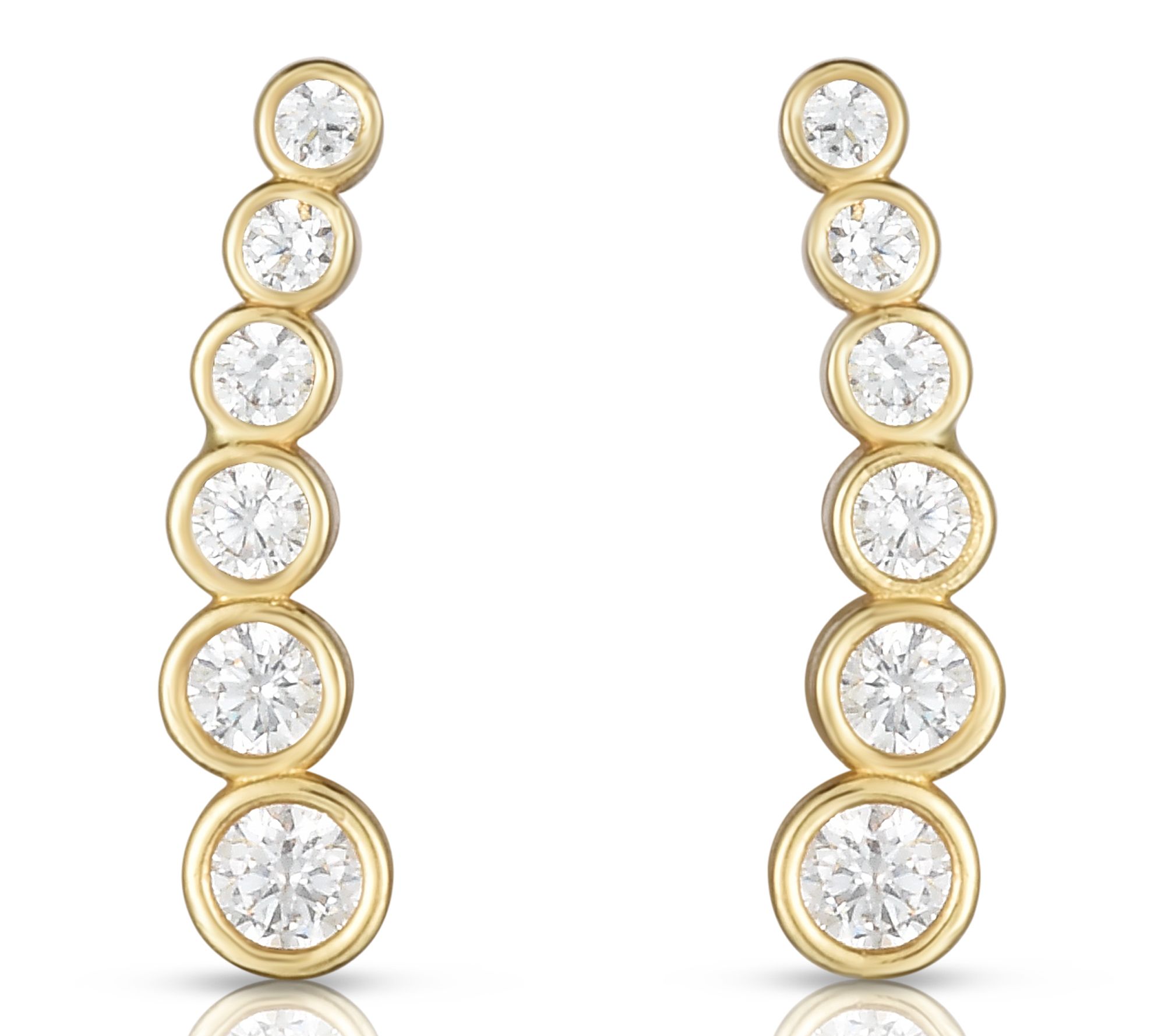 Diamonique Bezel Set Ear Climber Earrings, 14KGold