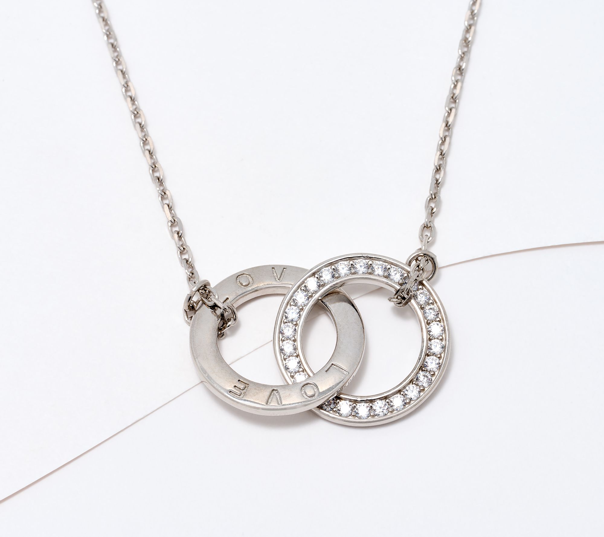 "As Is" Diamonique Italia Interlocked Rings Necklace