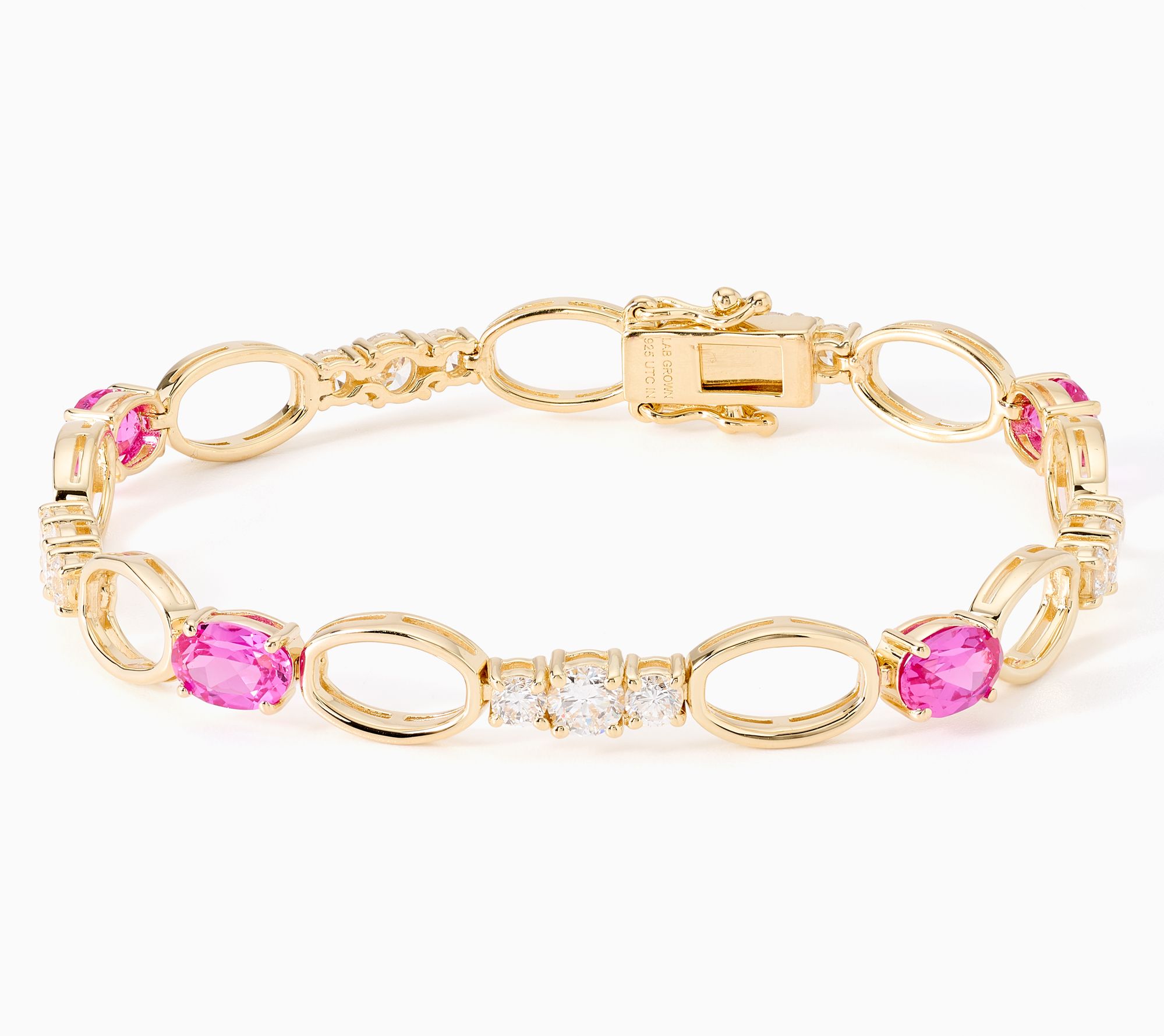 Gemistry Lab Diamond & Gemstone Link Bracelet, 14K Gold Plated