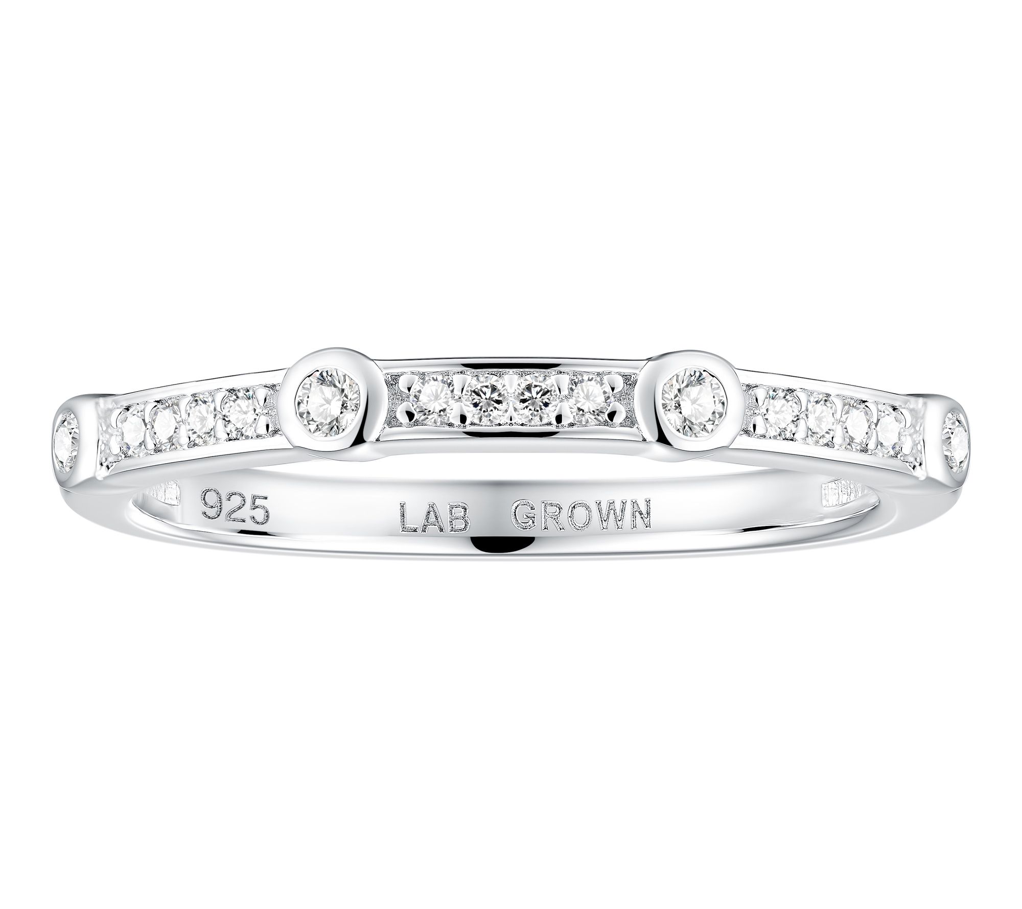 Fire Light Lab Grown Diamond Bezel Set Band Ring, Sterling