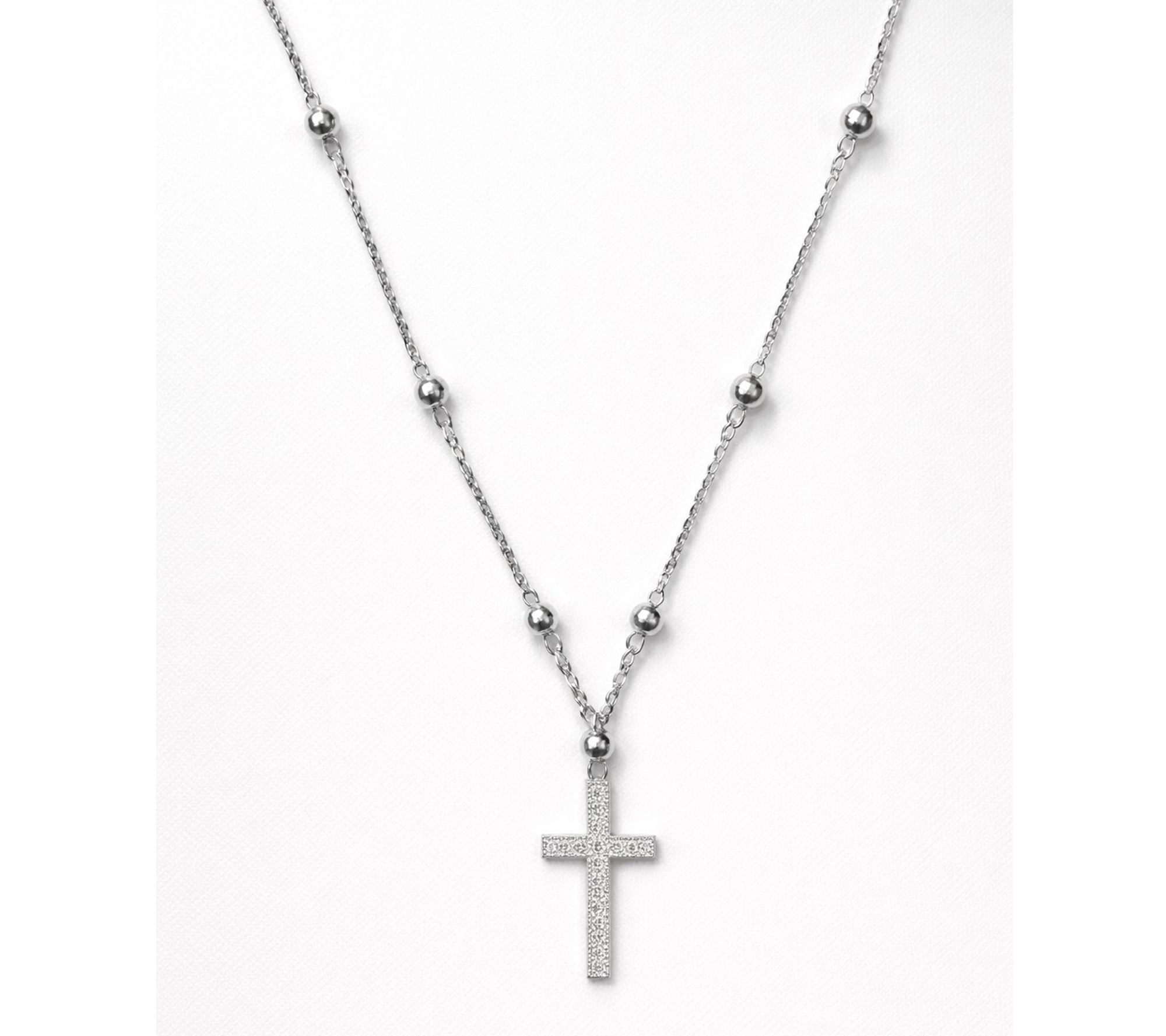 Alkeme Sterling Silver Cubic Zirconia Cross Necklace - QVC.com