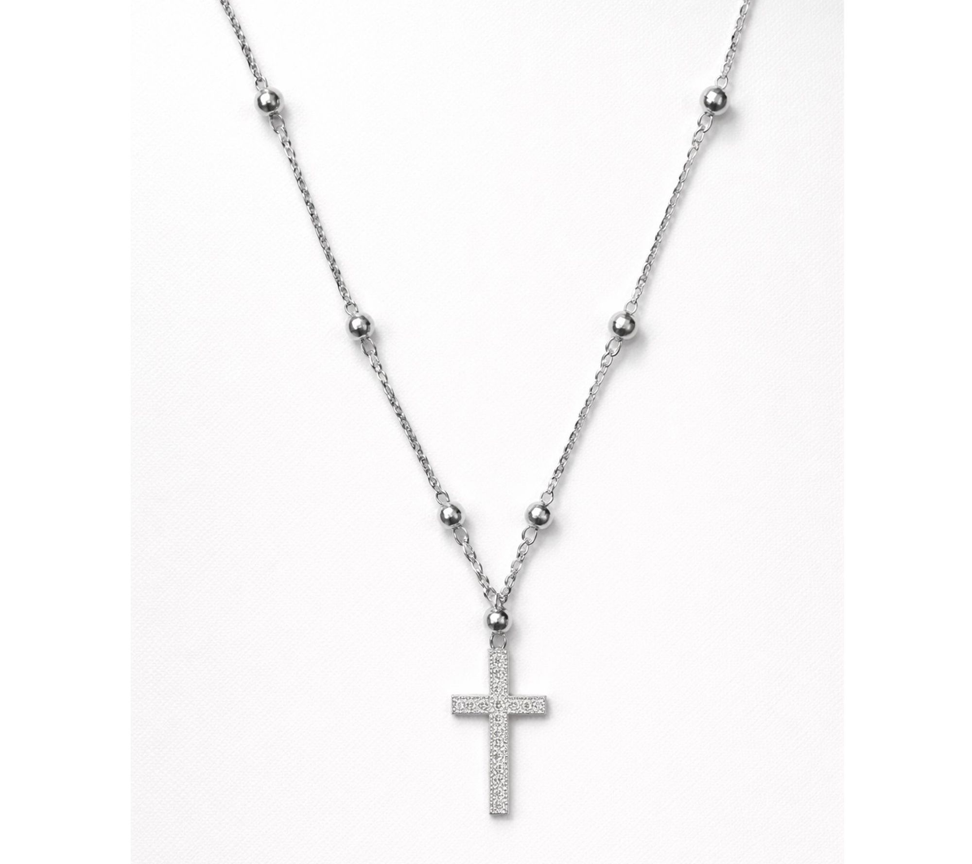 Alkeme Sterling Silver Cubic Zirconia Cross Necklace