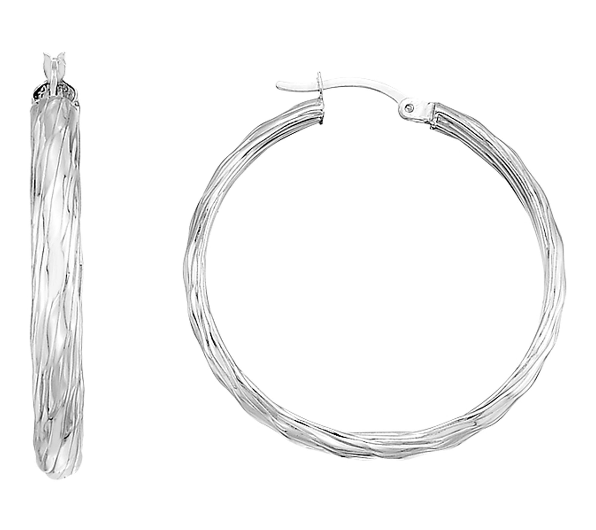 Silver Style 1.50 in Twist Texture Hoop Earring Sterling