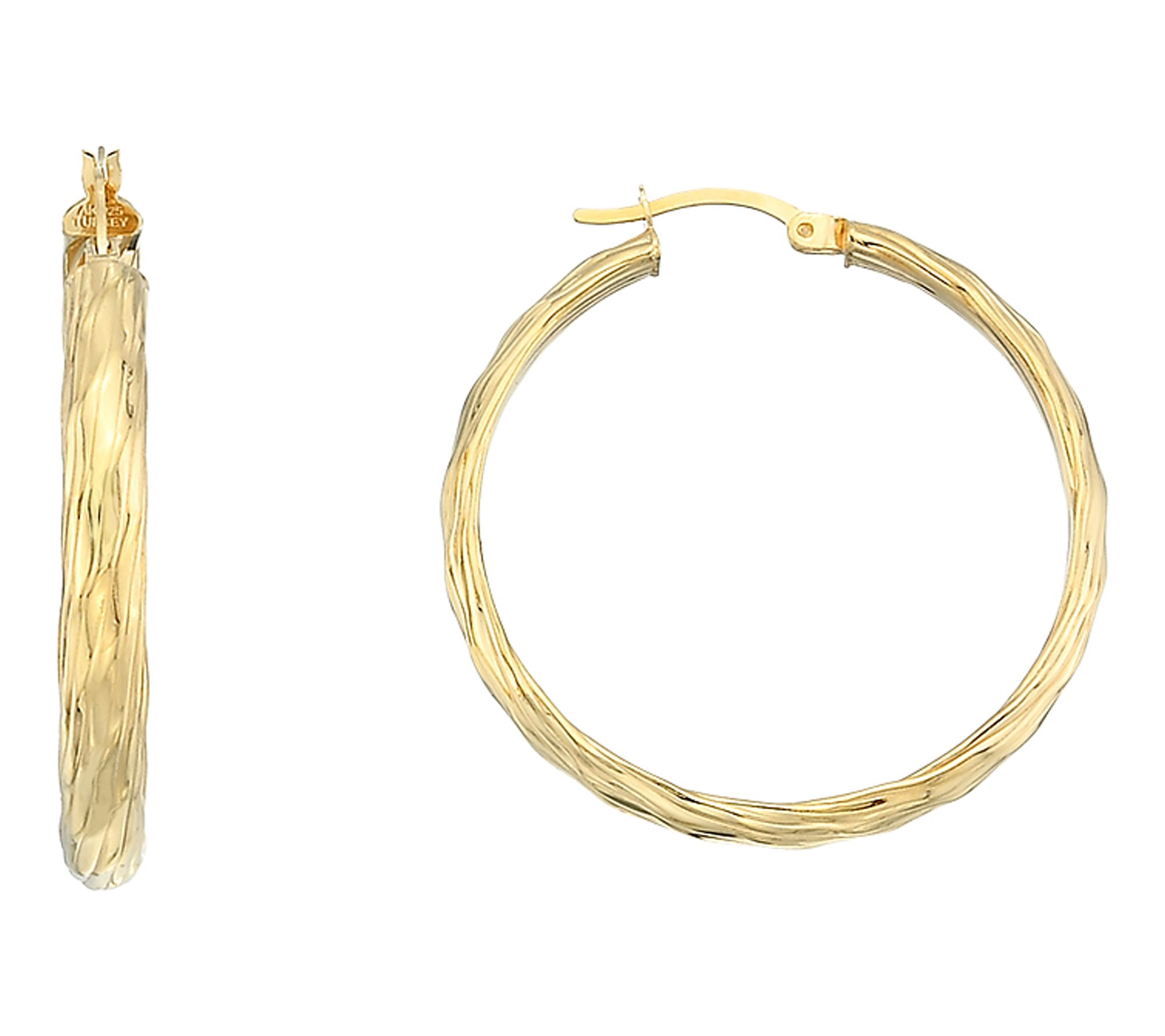 Silver Style 1.50 in Twist Texture Hoop Earring Sterling