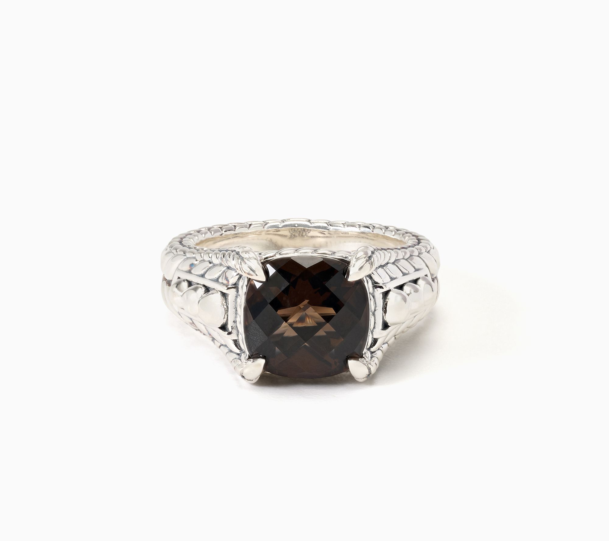 JAI Sterling Silver Shimmer Bead & Basketweave Gemstone Ring