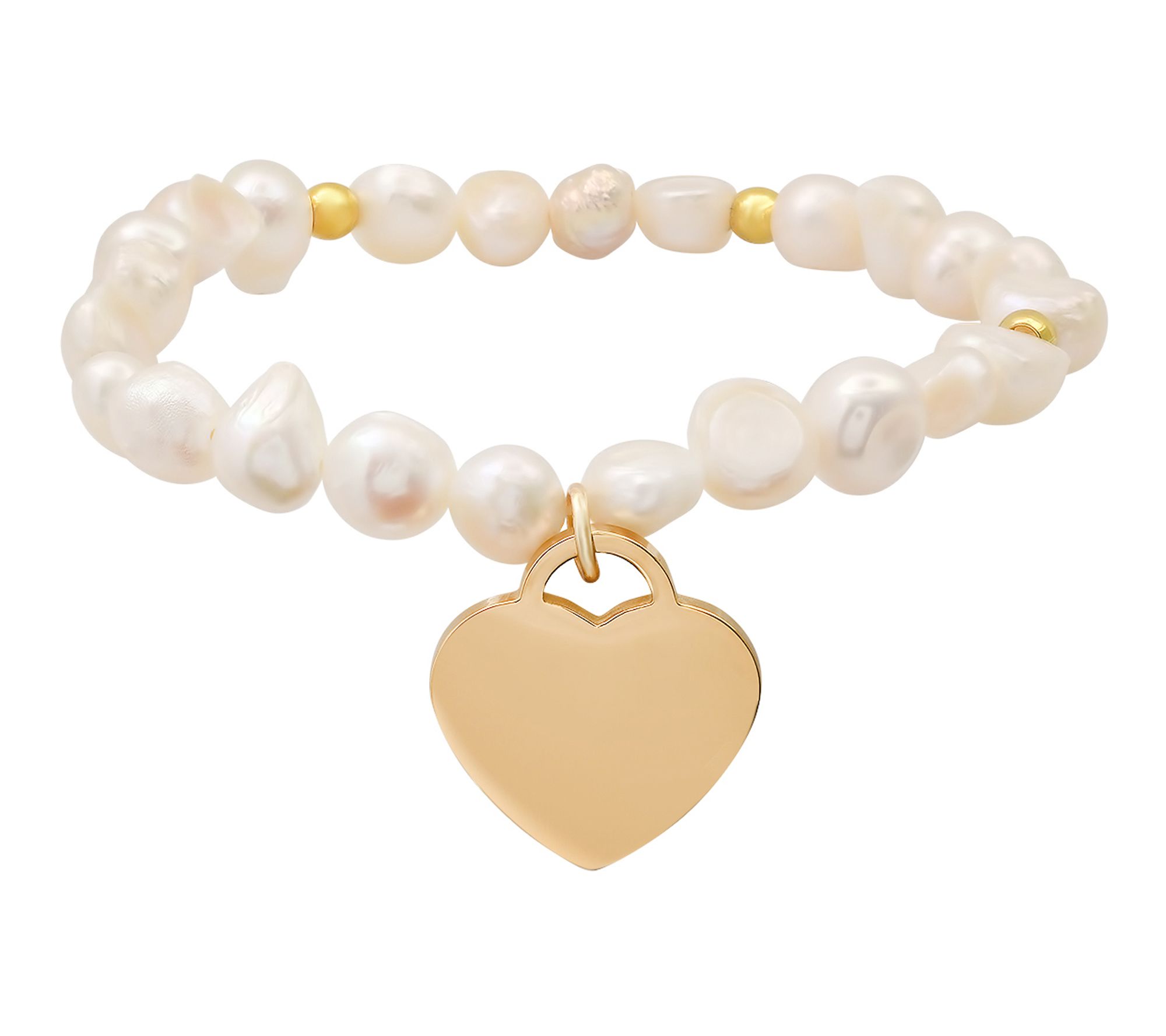 Steel By Design Pearl and Heart Mom Charm Bracelet