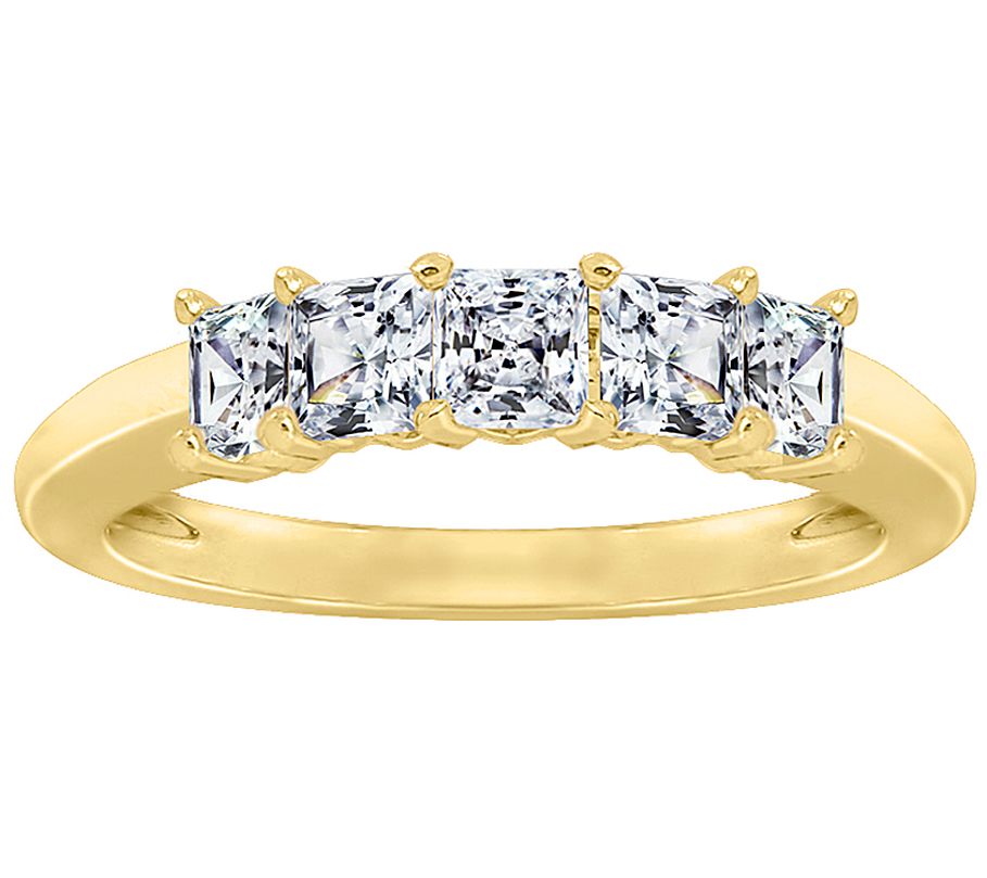 Diamonique 1.00 cttw Princess Cut 5-Stone R ing, Sterling