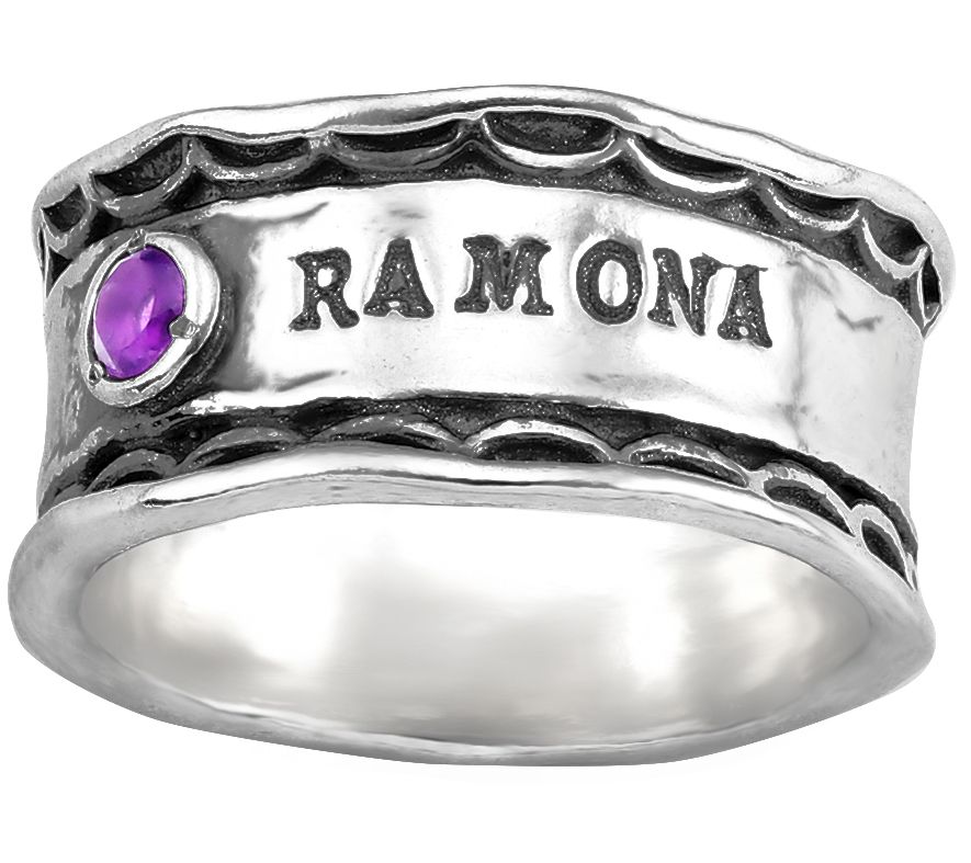 Or Paz Sterling Personalized Amethyst Ring - QVC.com