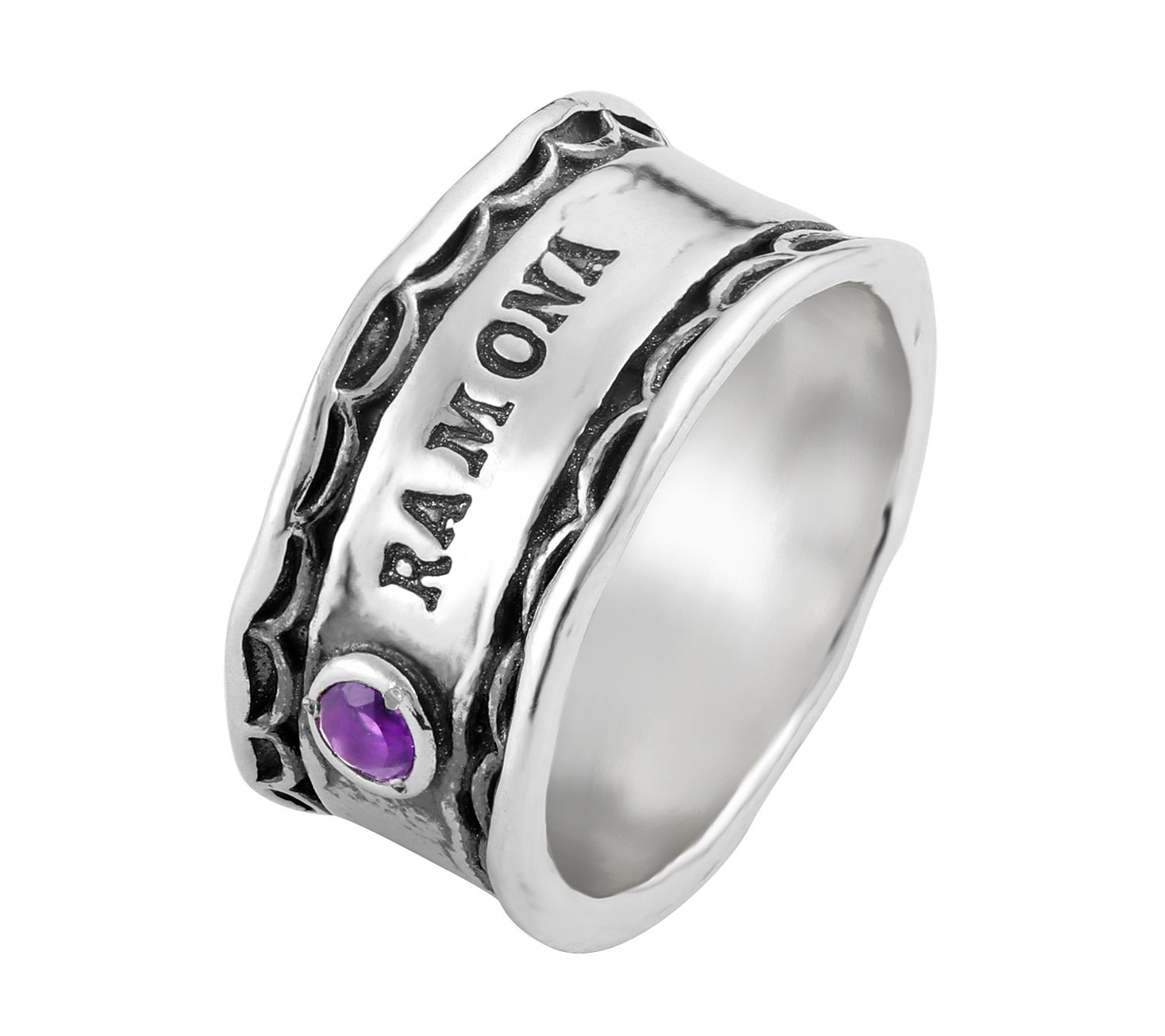 Or Paz Sterling Personalized Amethyst Ring - QVC.com