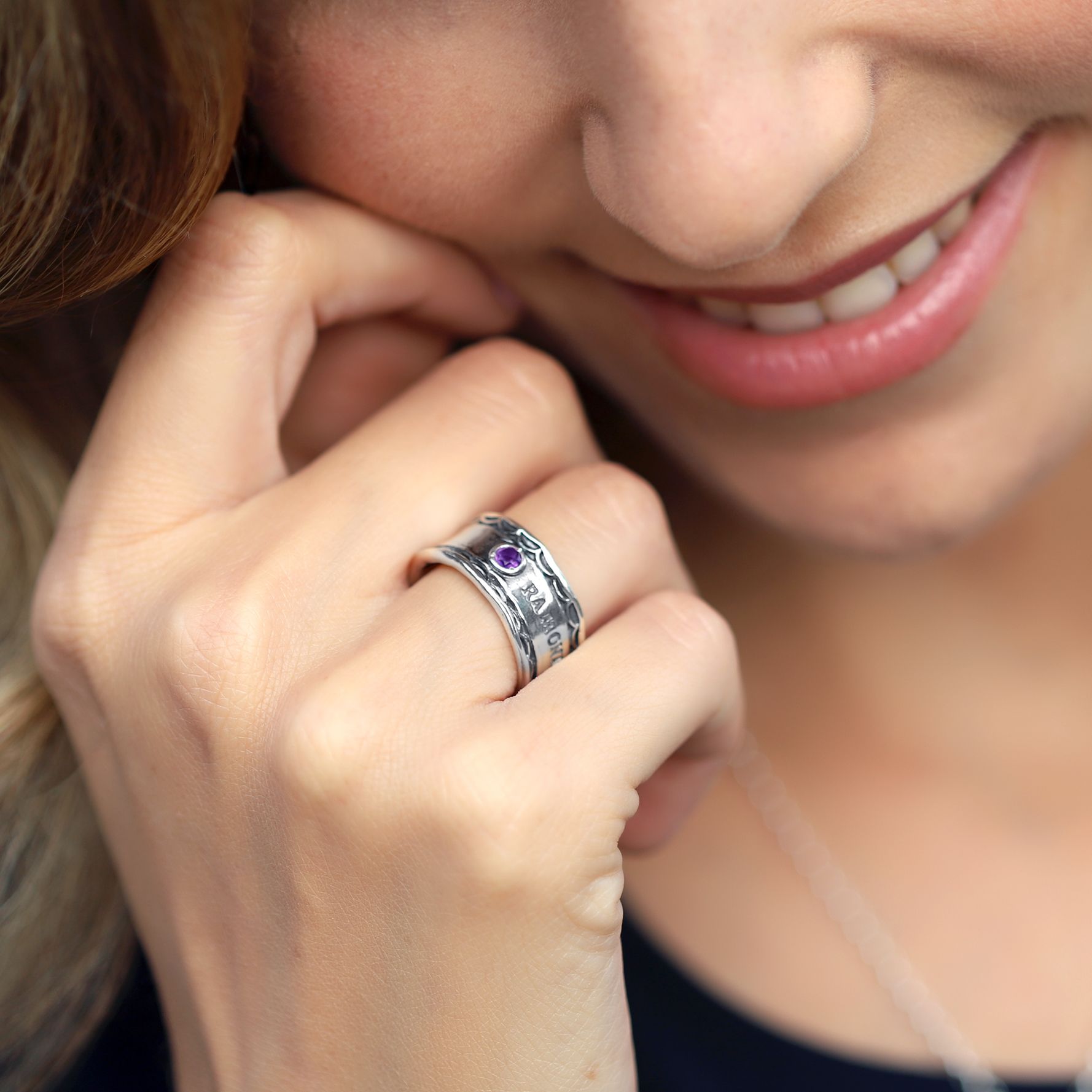 Or Paz Sterling Personalized Amethyst Ring - QVC.com