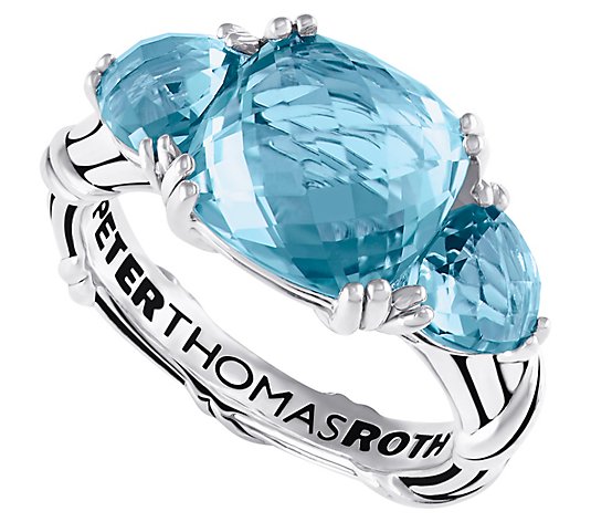 Peter Thomas Roth Sterling Blue Topaz 3-Stone Cocktail Ring
