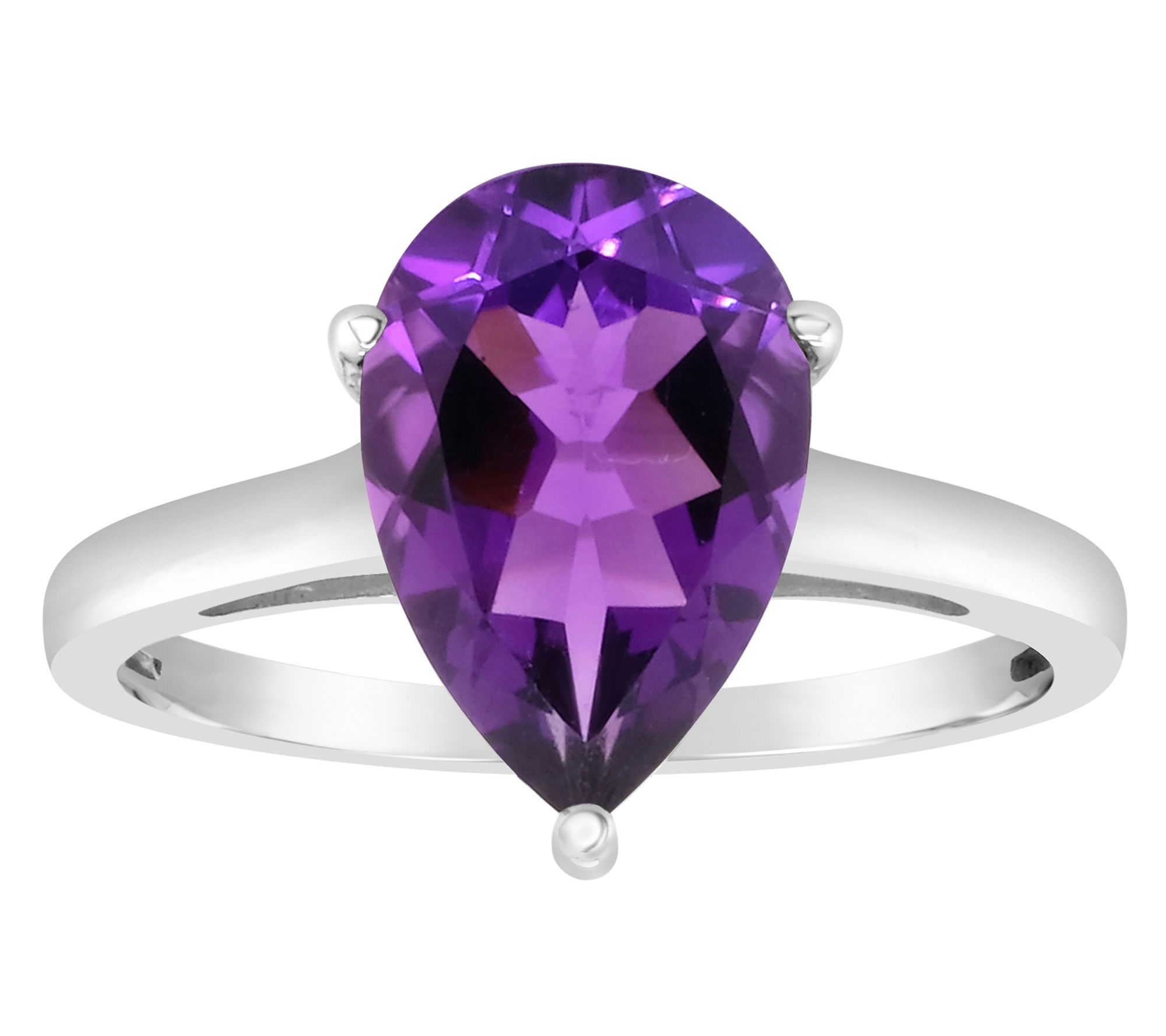 Sterling Silver Pear-Shaped Solitaire G emstoneRing
