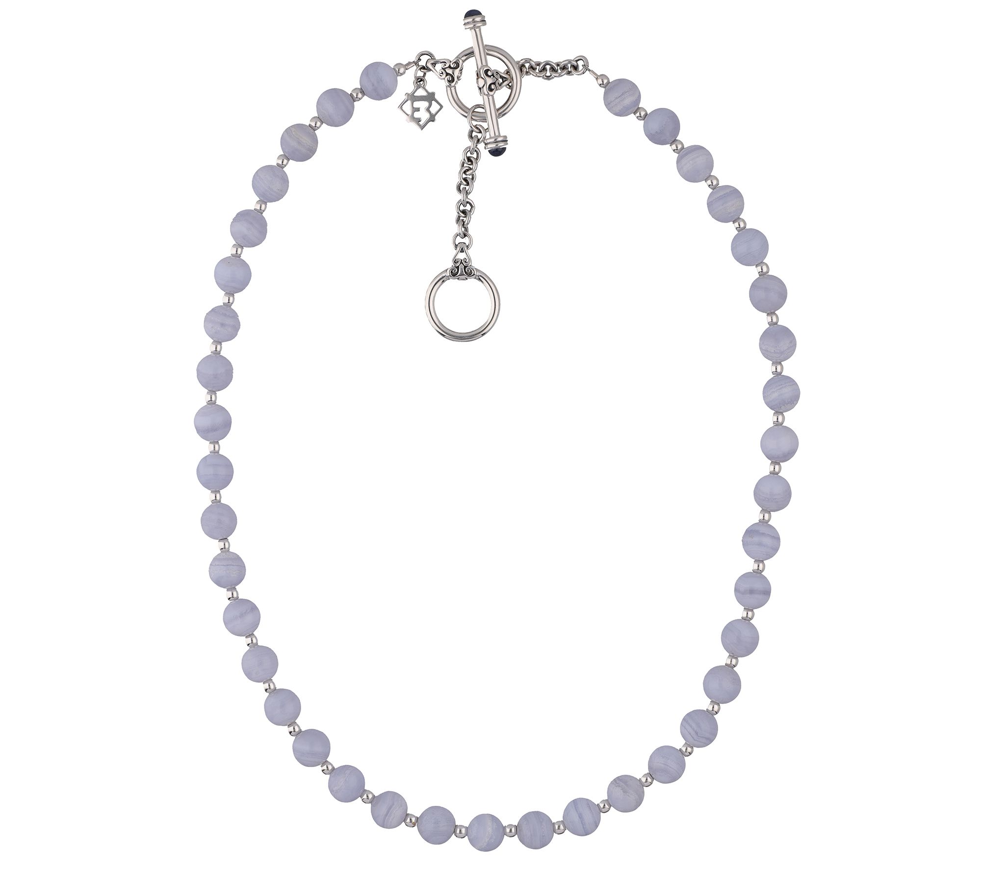 Elyse Ryan Sterling Blue Lace Agate Bead Necklace - QVC.com
