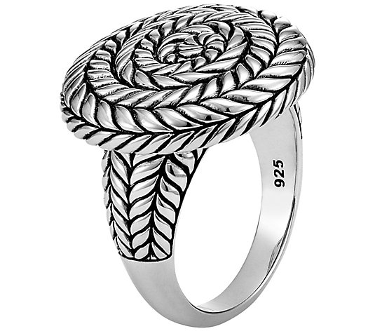 JAI Sterling Silver Circular Basketweave Ring