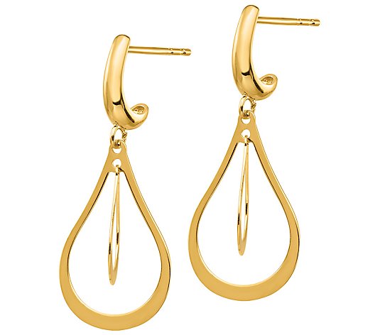 14K Gold Open Pear Shaped Dangle Earrings - admin.gianigranite.com