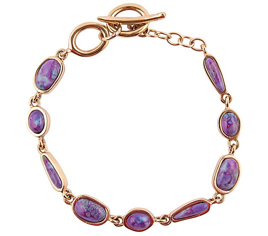 Barse Artisan Crafted Purple Turquoise Link Bracelet