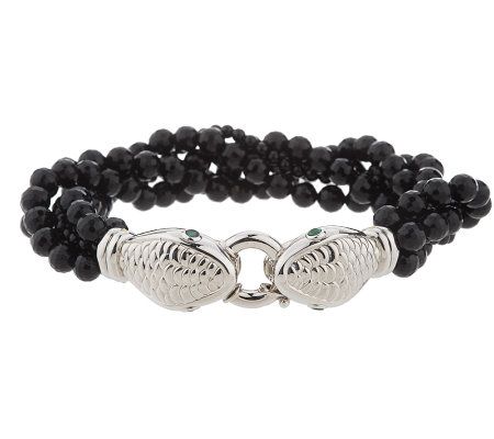 Ross-Simons Sterling Five Strand Onyx Snake 7