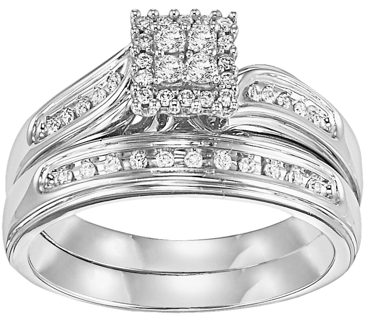 Affinity Diamond 1/4 ct tw Square Cluster Ring Set, 14K - Page 1 — QVC.com