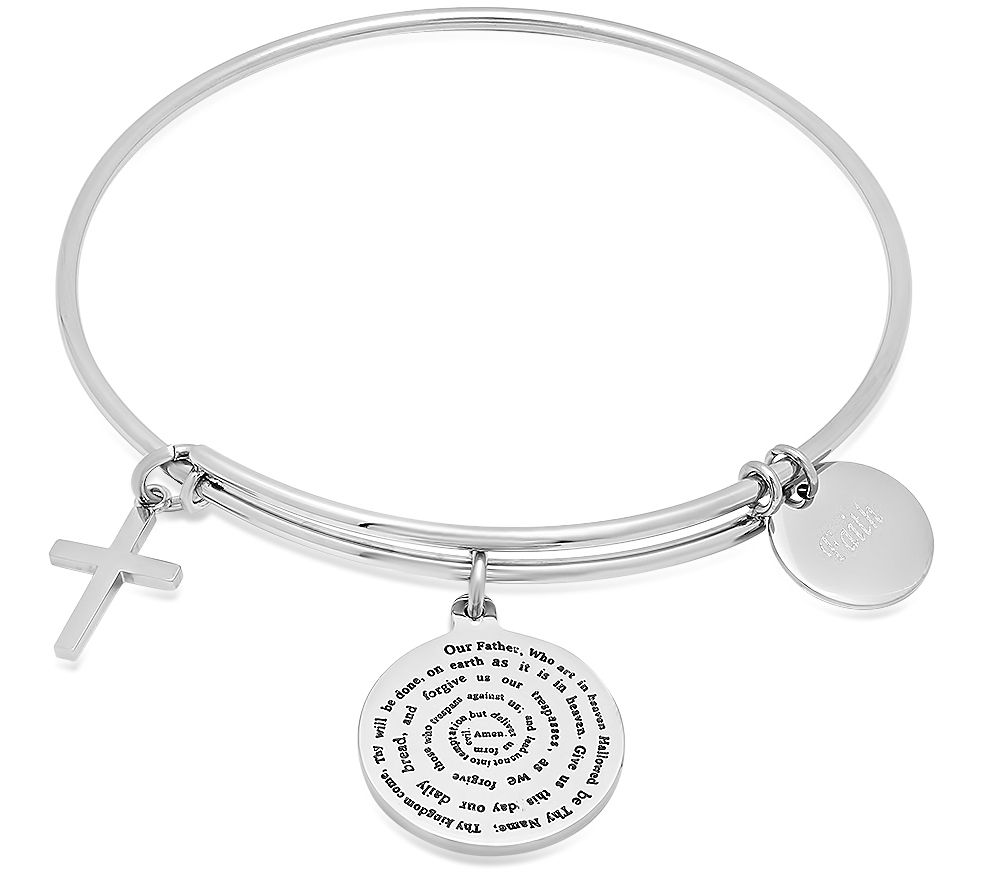 Steel by Design Our Father Prayer Charm Bracele t