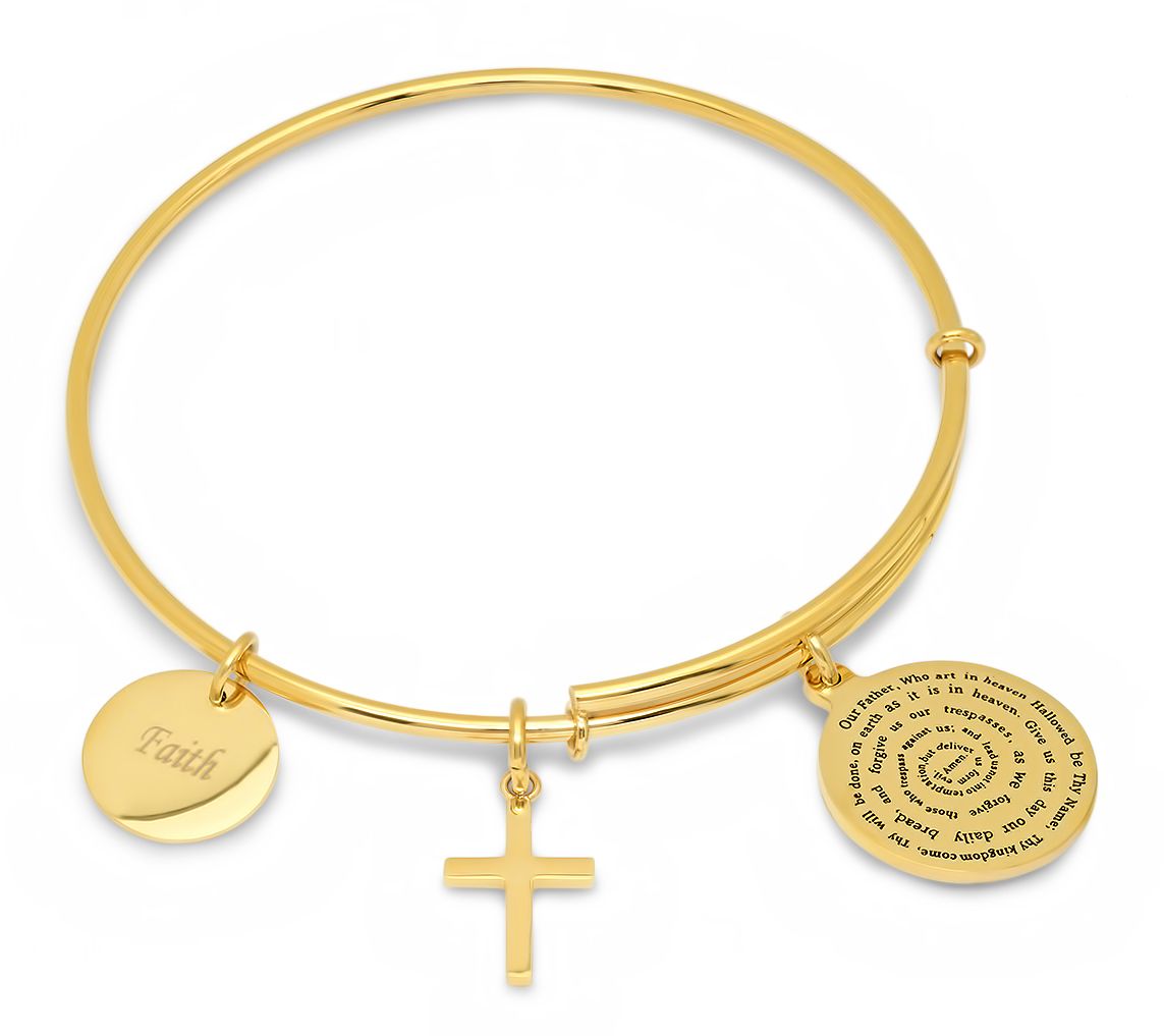 Steel by Design Our Father Prayer Charm Bracele t